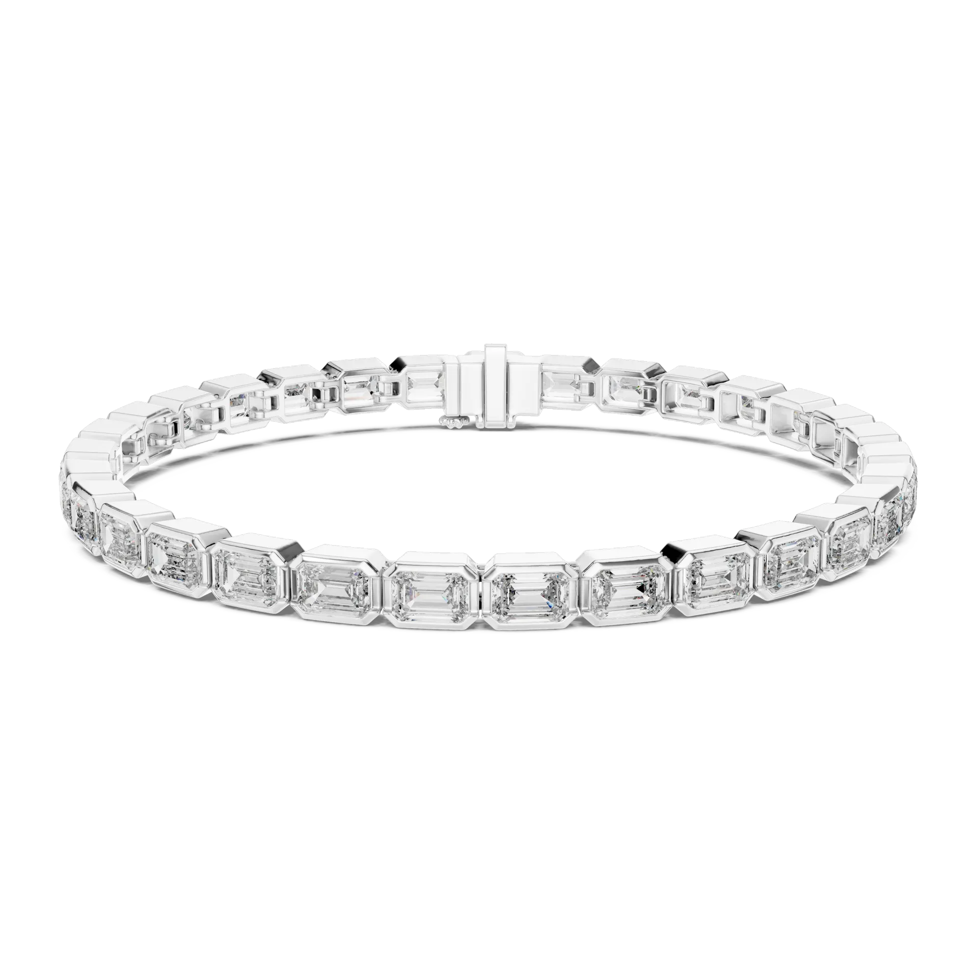 Emerald Cut Bezel Tennis Bracelet