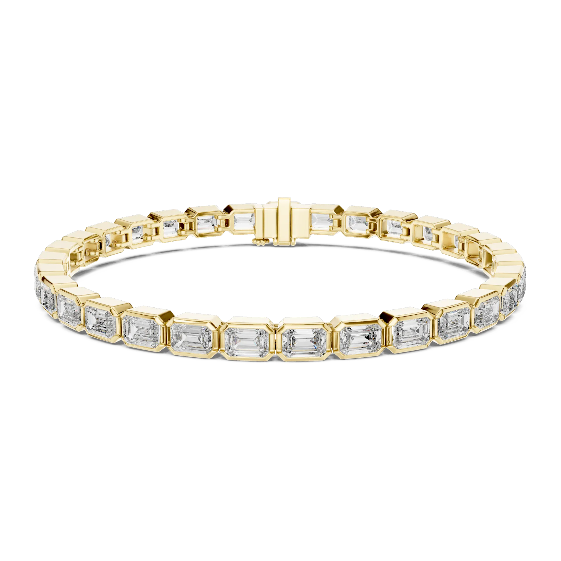 Emerald Cut Bezel Tennis Bracelet