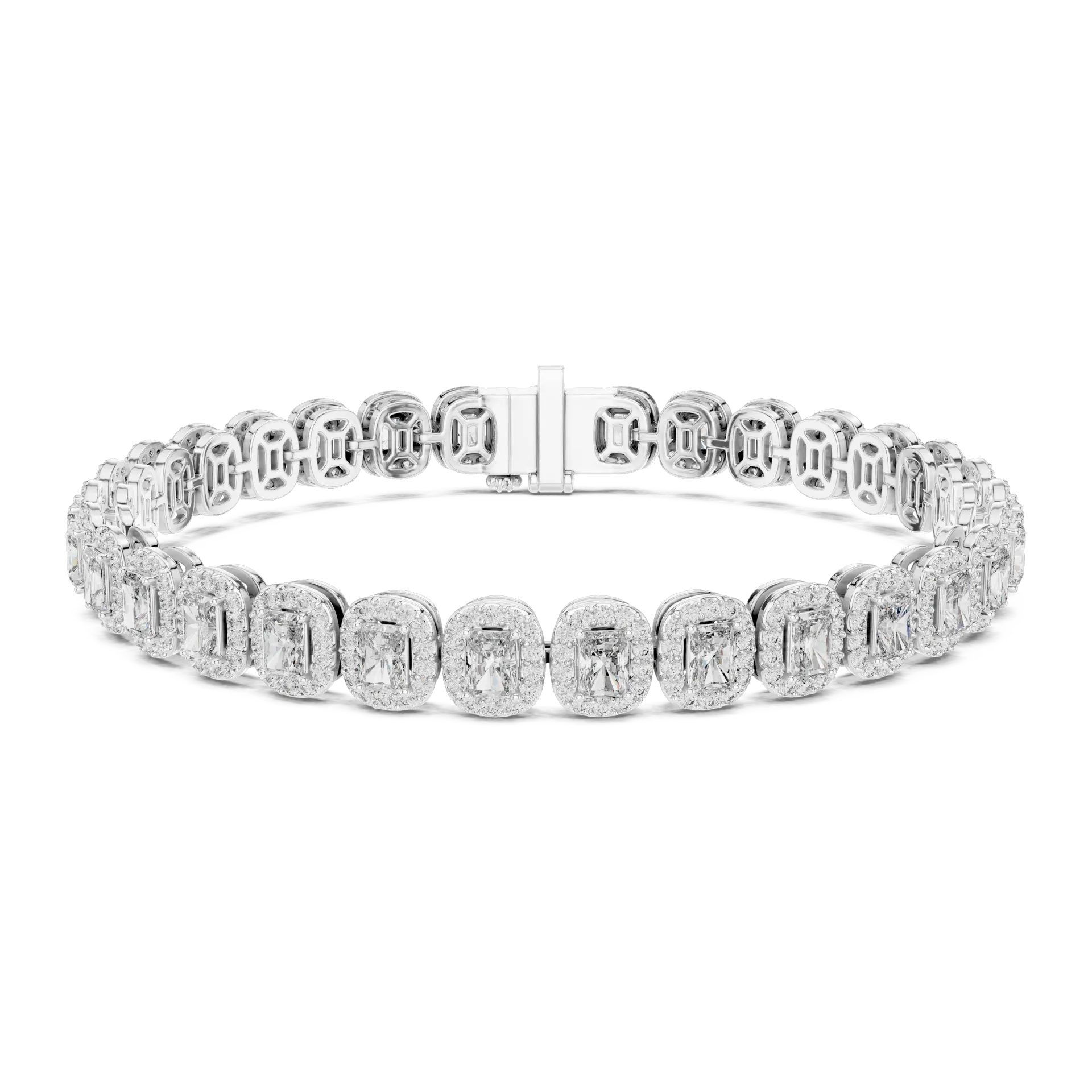 Radiant Cut Halo Tennis Bracelet