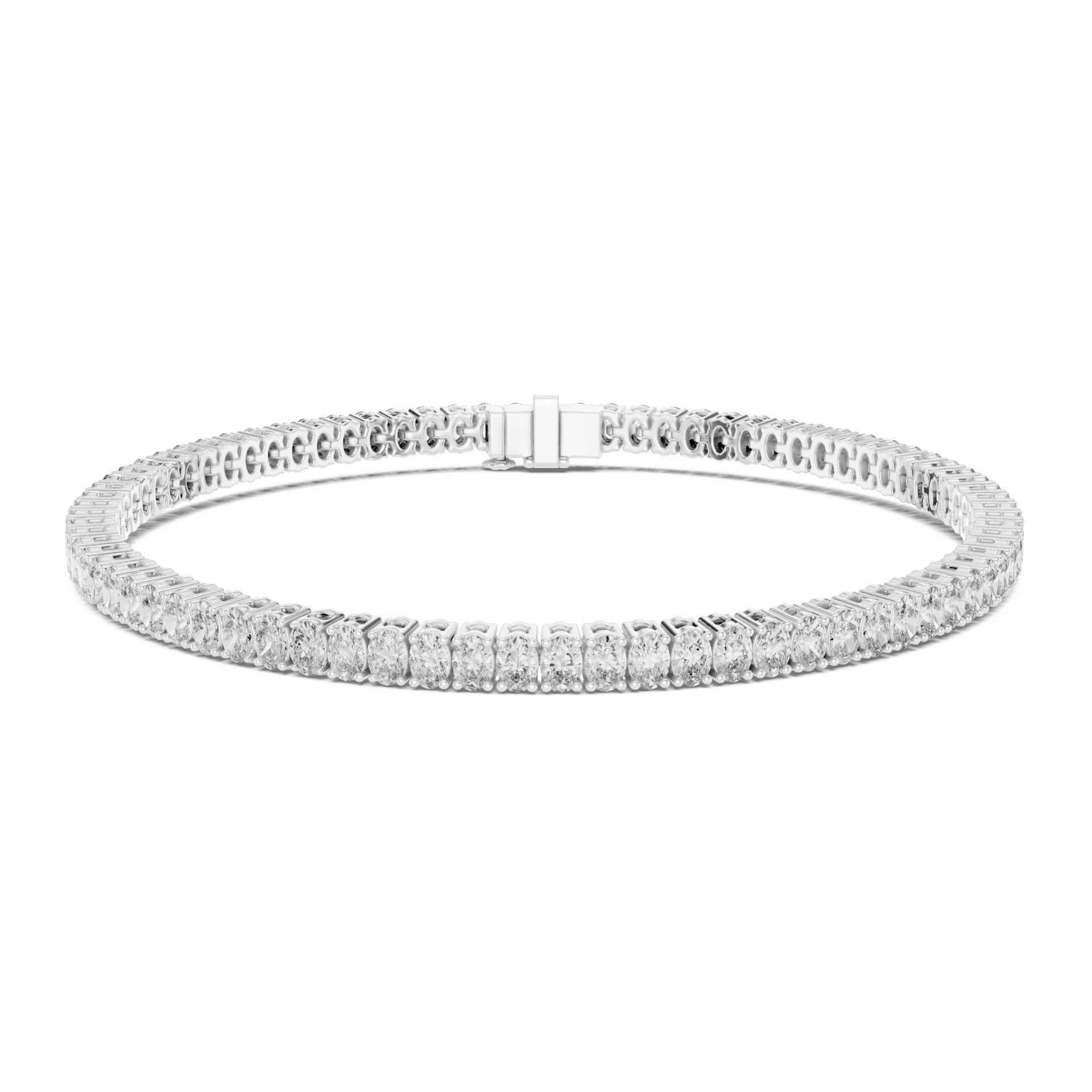 Oval Collet Diamond Tennis Bracelet