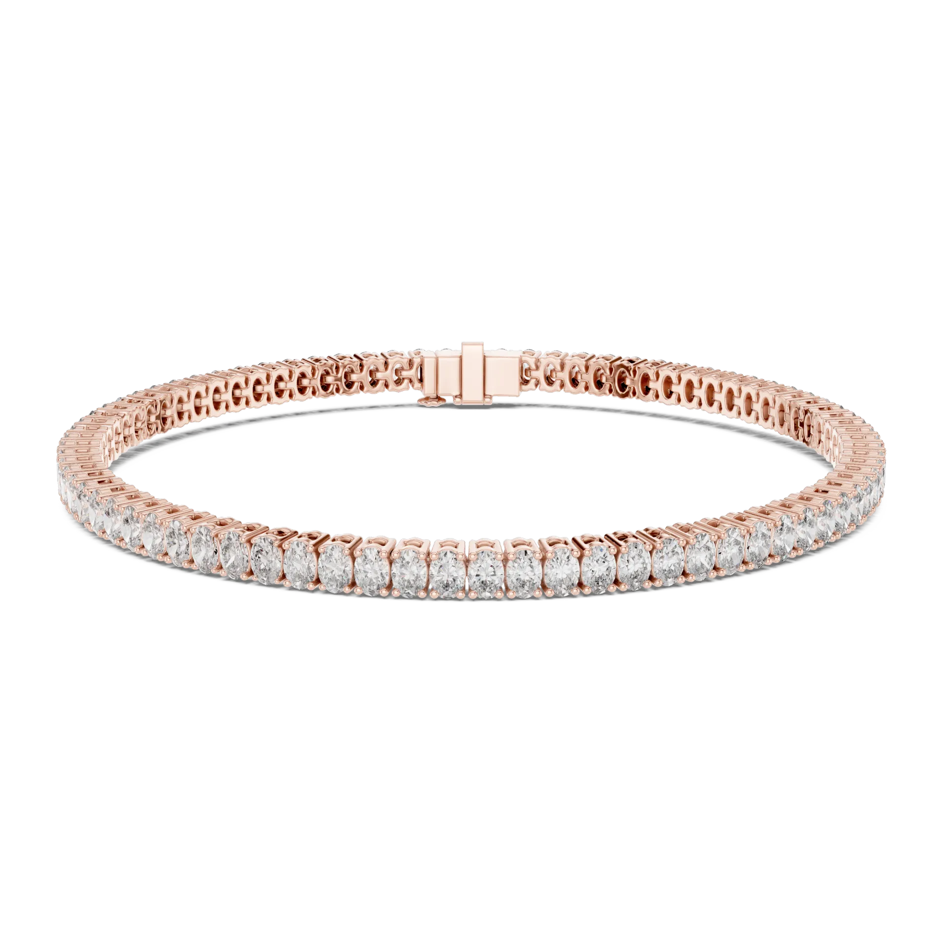 Oval Collet Diamond Tennis Bracelet