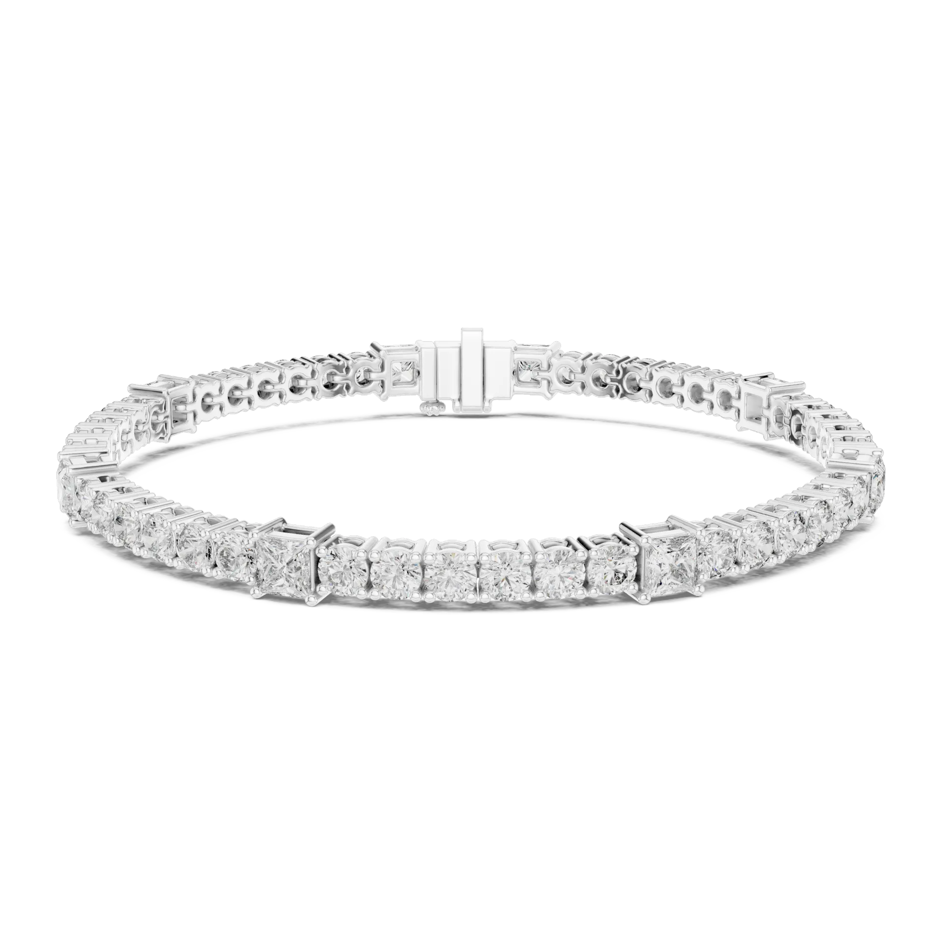 Princess Round Station Diamond Bracelet