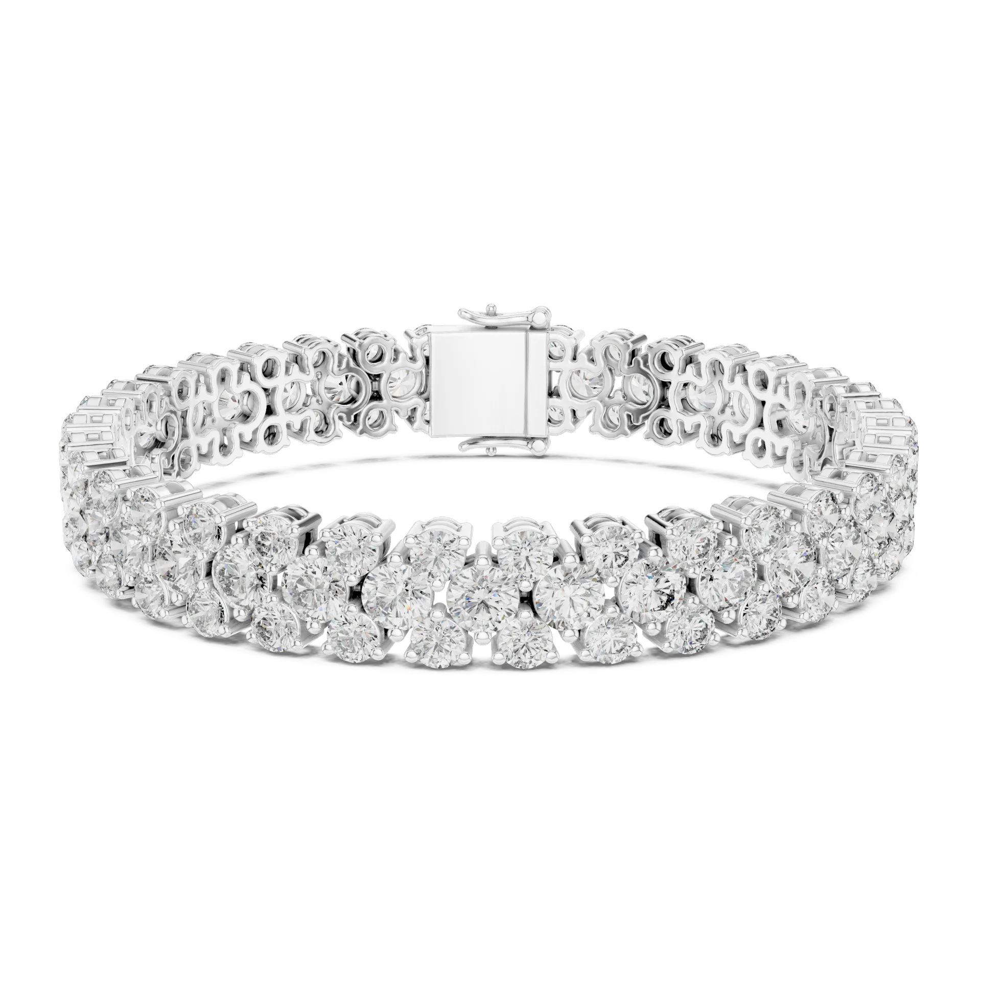 Wide Multi Row Diamond Bracelet