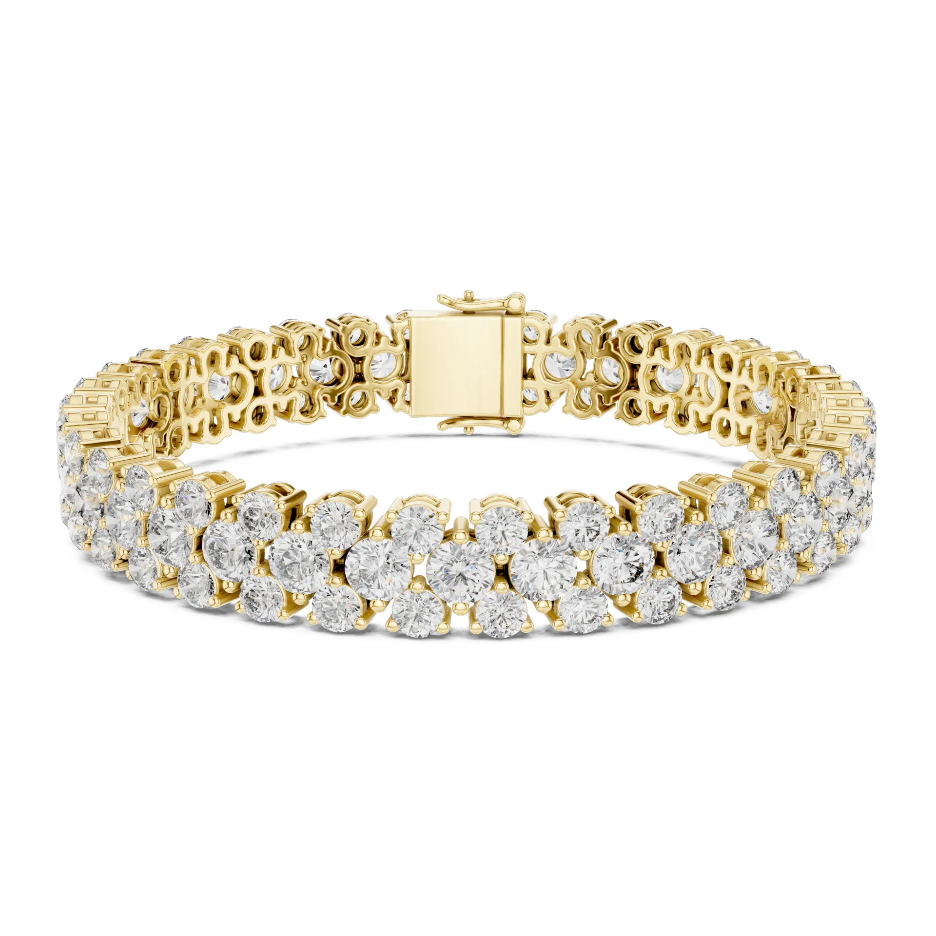 Wide Multi Row Diamond Bracelet