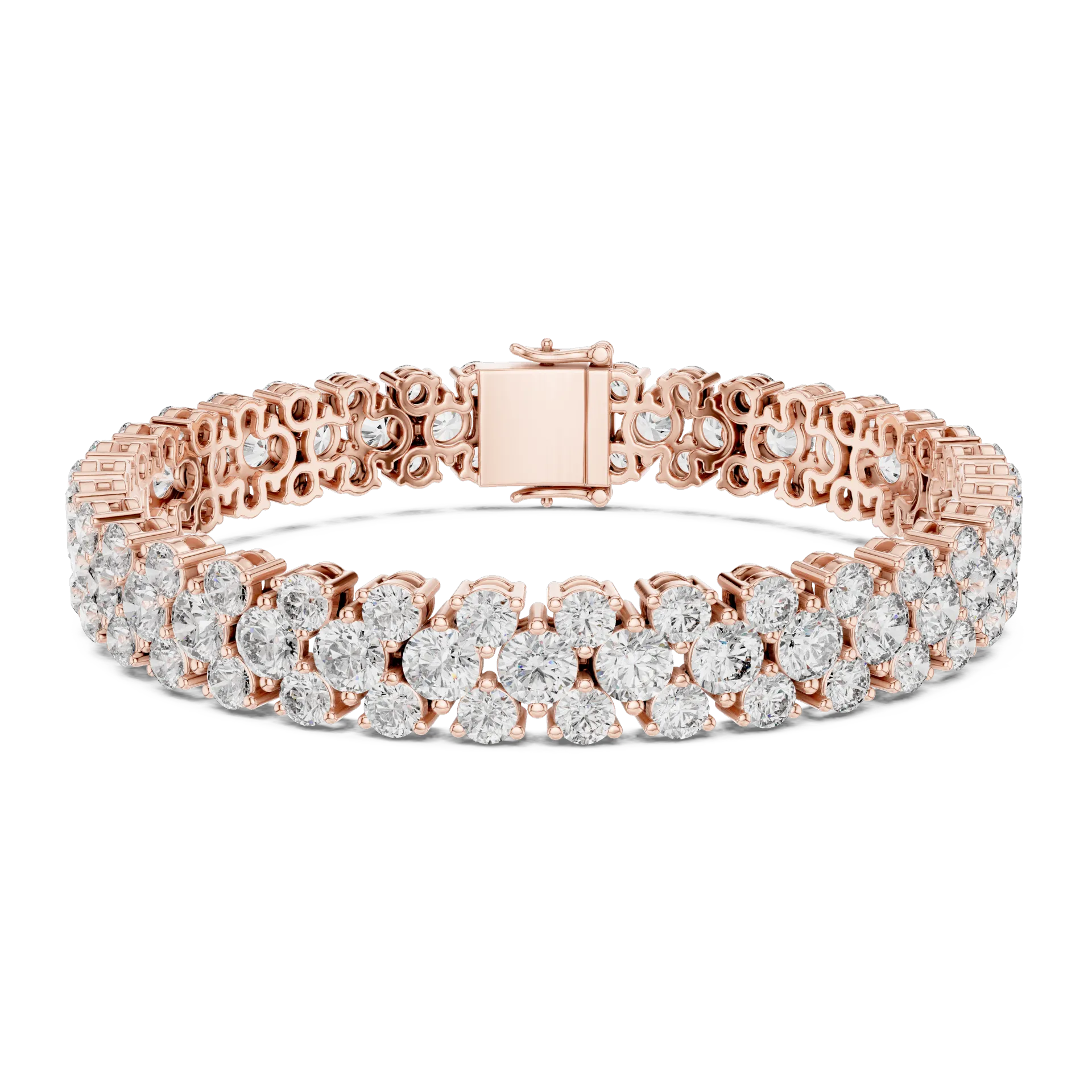Wide Multi Row Diamond Bracelet