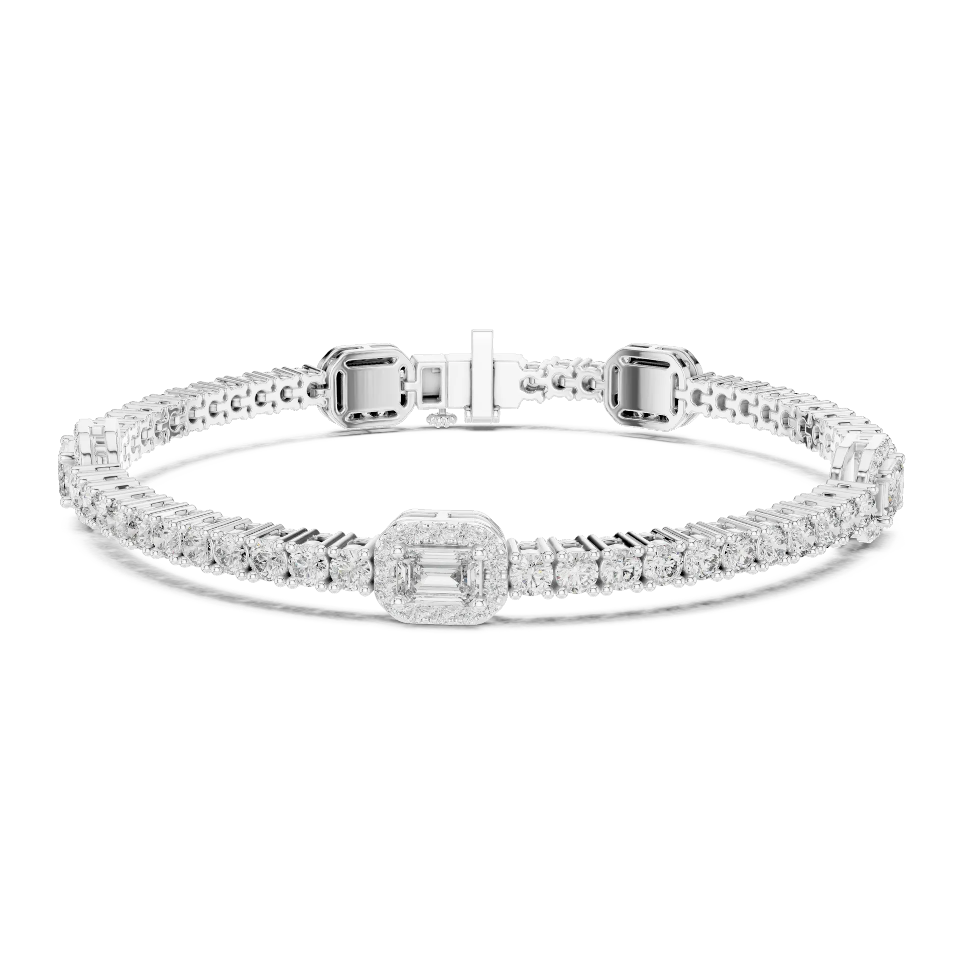 Emerald Halo Station Diamond Bracelet