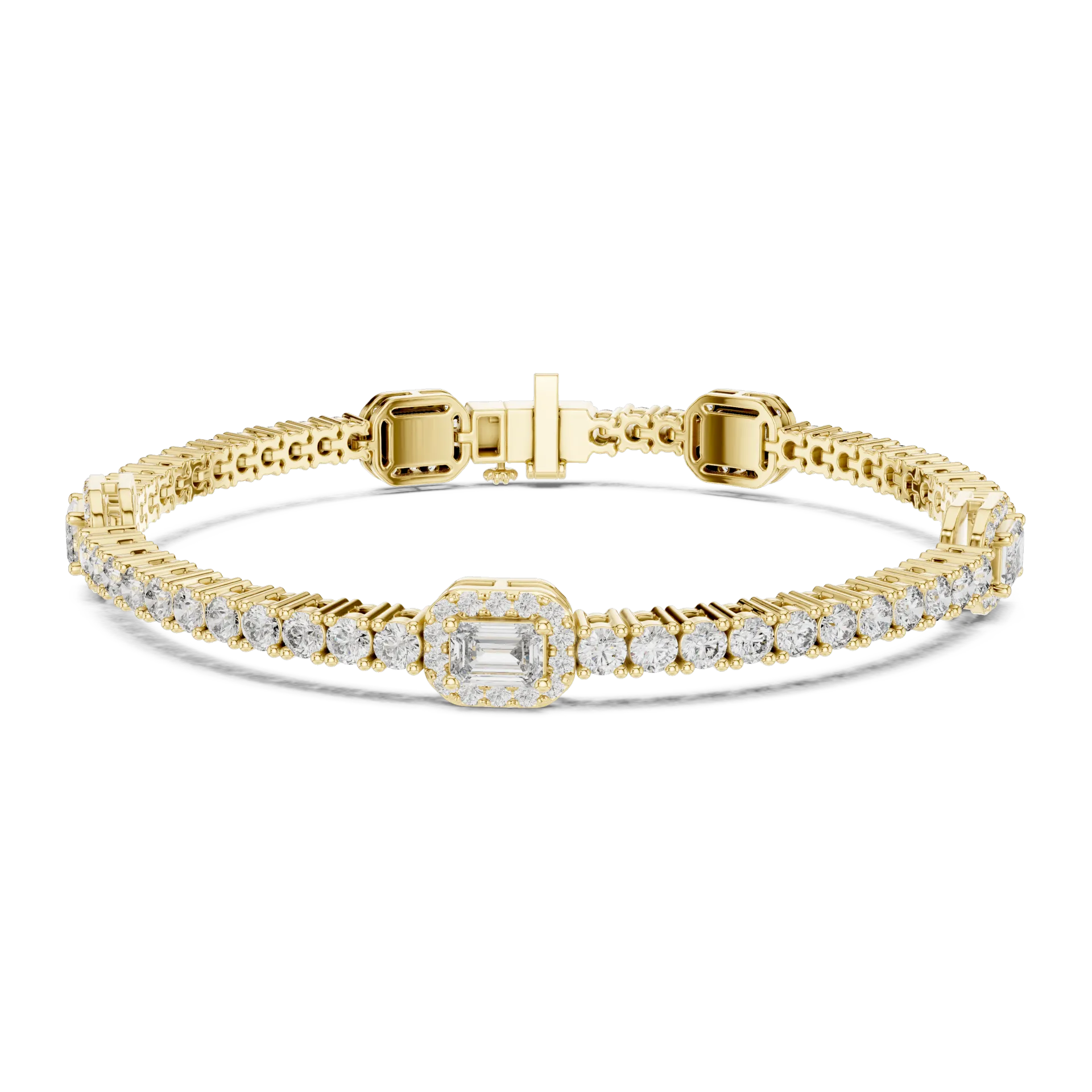 Emerald Halo Station Diamond Bracelet