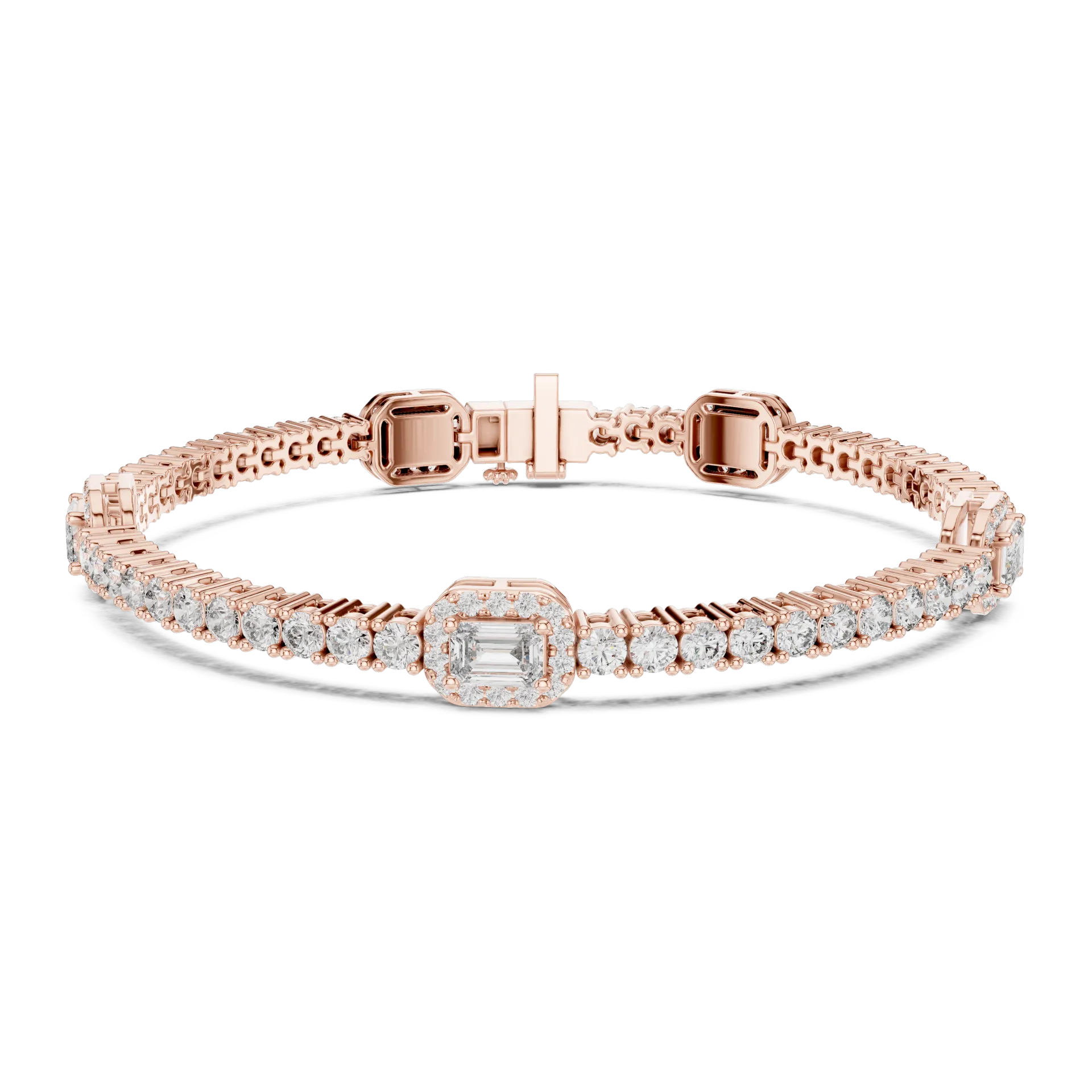 Emerald Halo Station Diamond Bracelet
