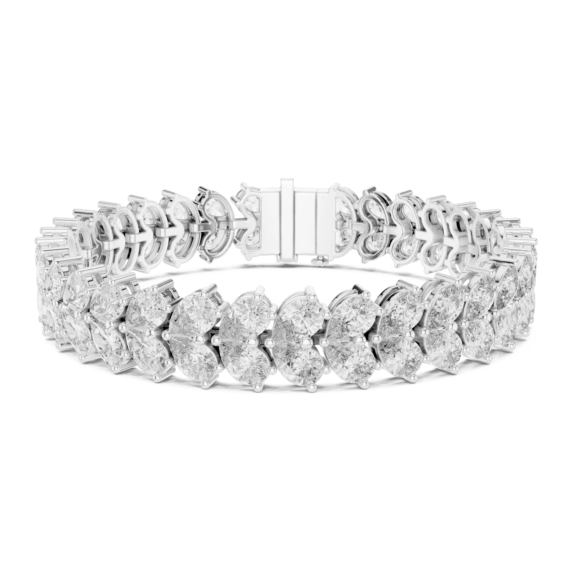 Wide Pear Cluster Diamond Bracelet