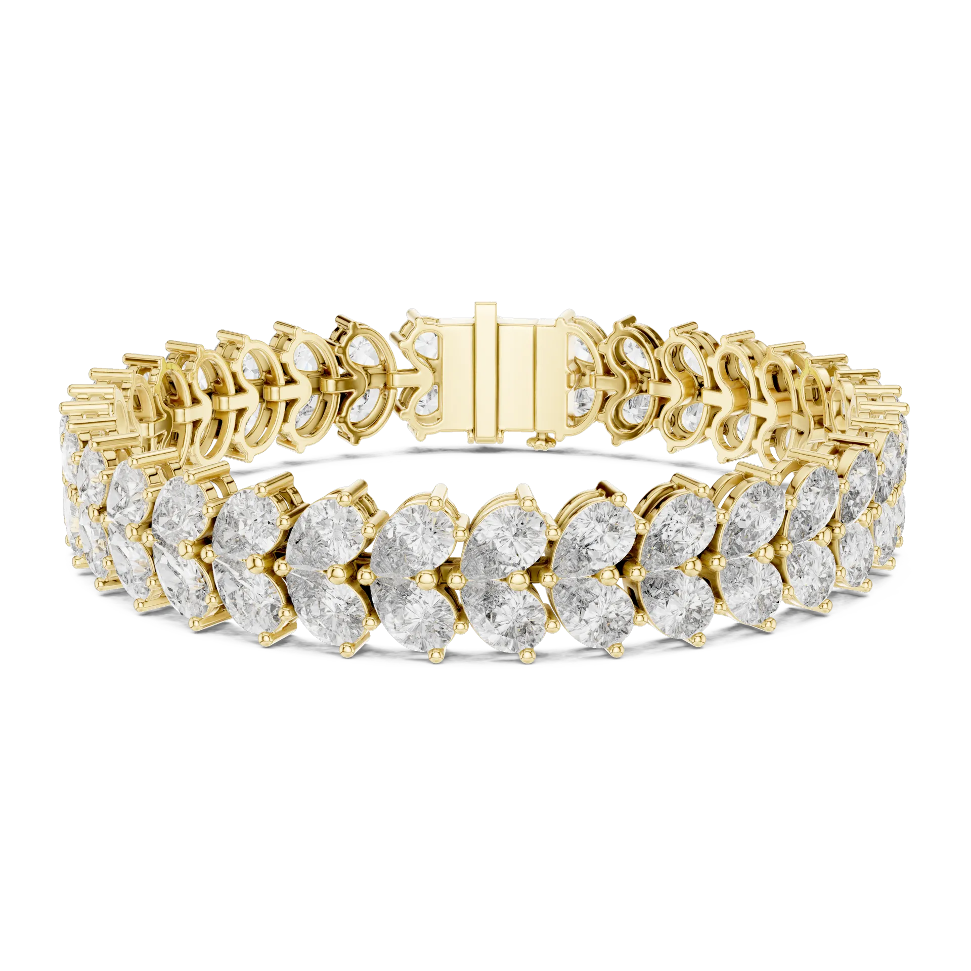 Wide Pear Cluster Diamond Bracelet