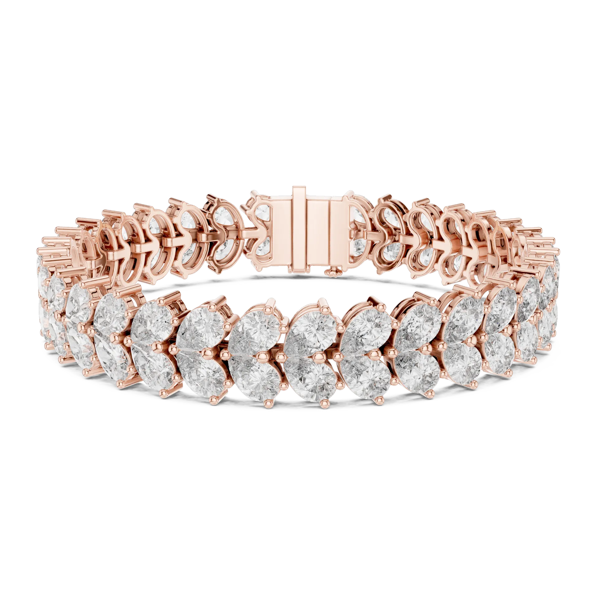 Wide Pear Cluster Diamond Bracelet