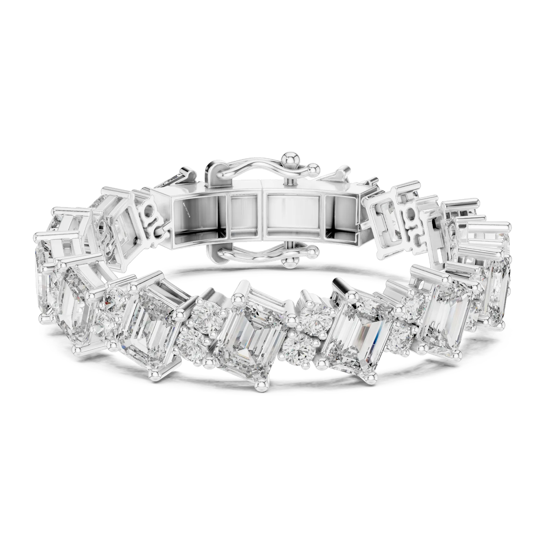 Diagonal Emerald Collet Diamond Bracelet