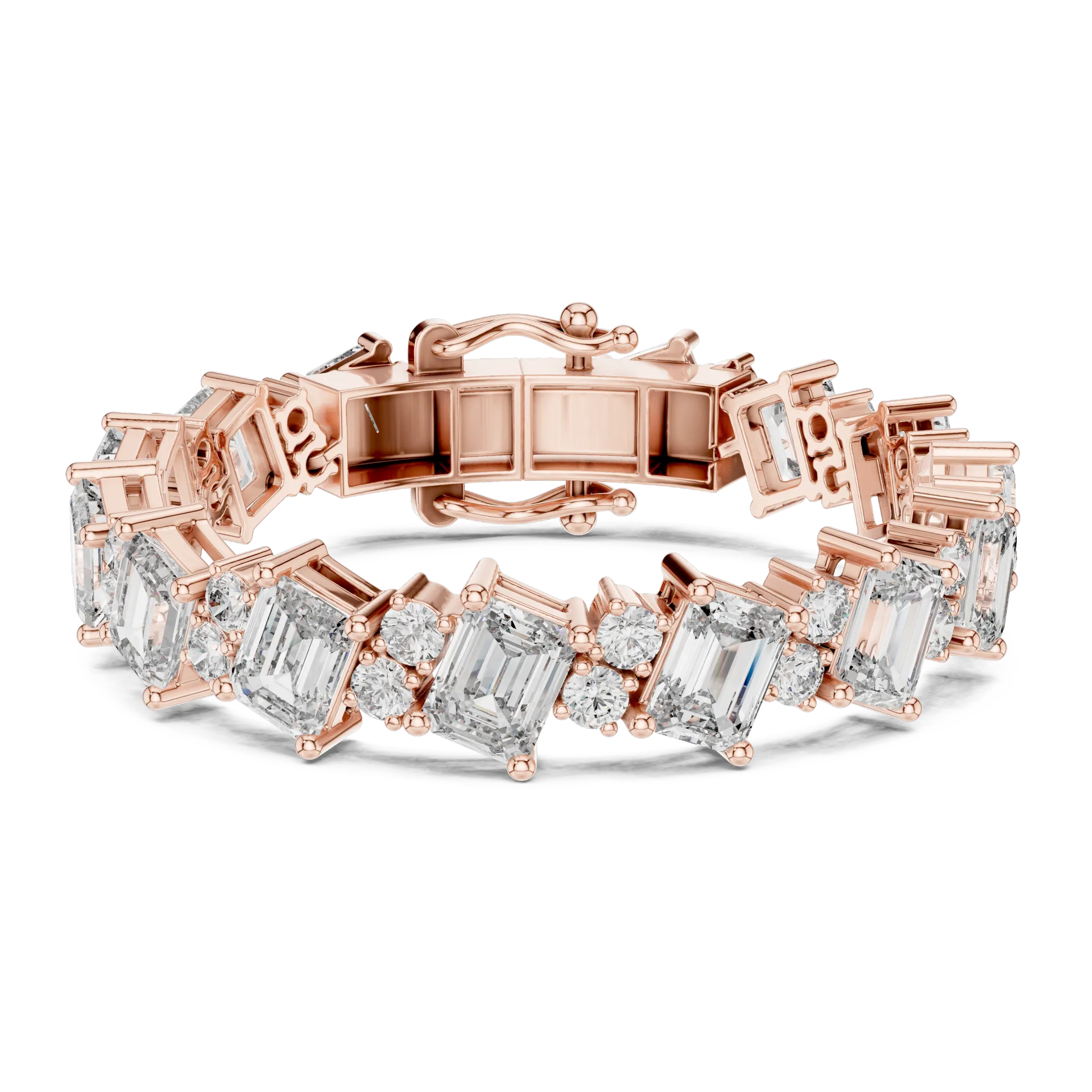 Diagonal Emerald Collet Diamond Bracelet
