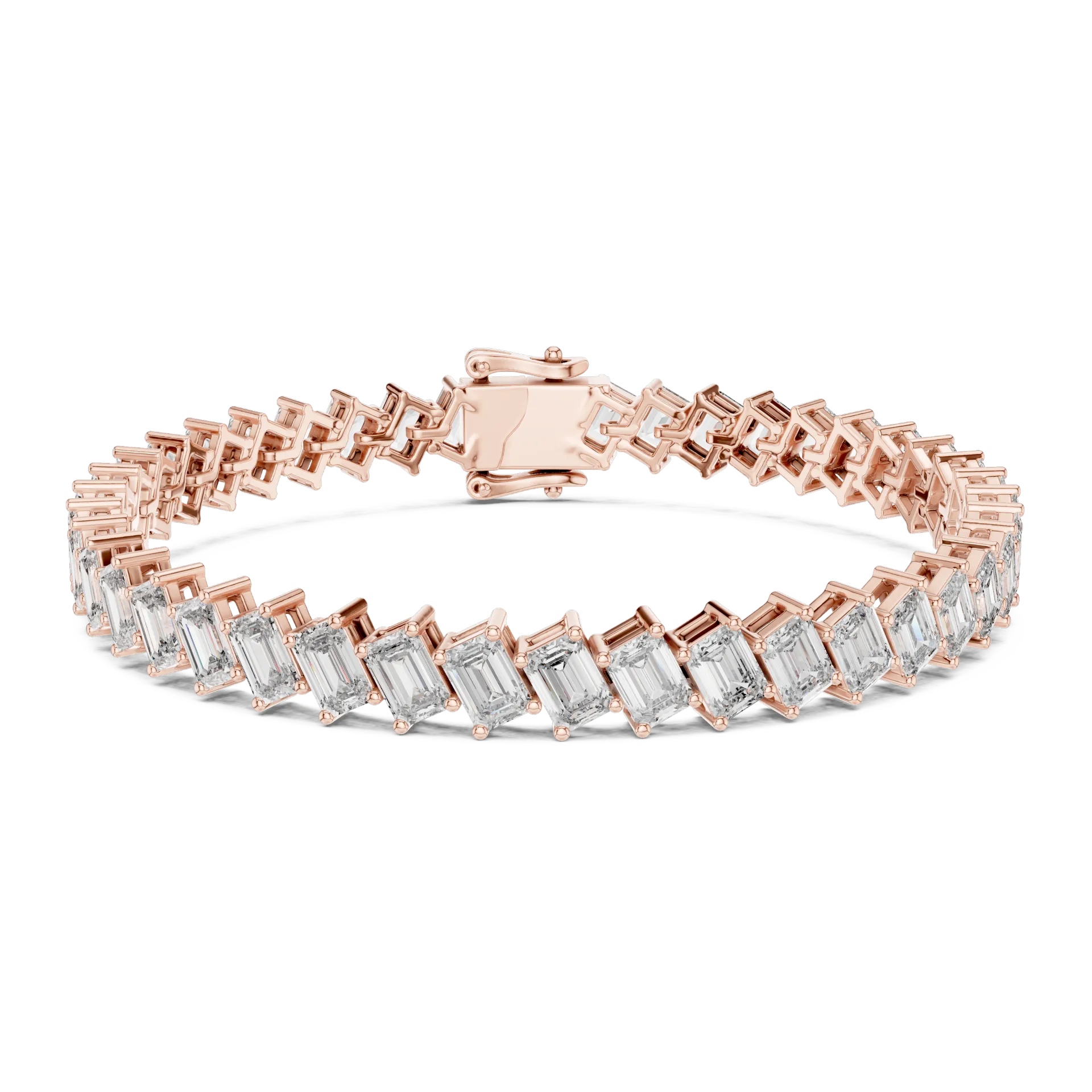 Angled Emerald Collet Diamond Bracelet