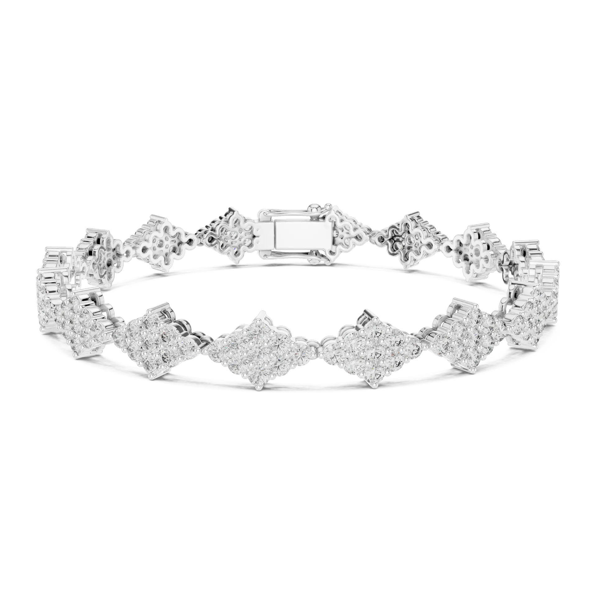 Geometric Cluster Collet Tennis Bracelet