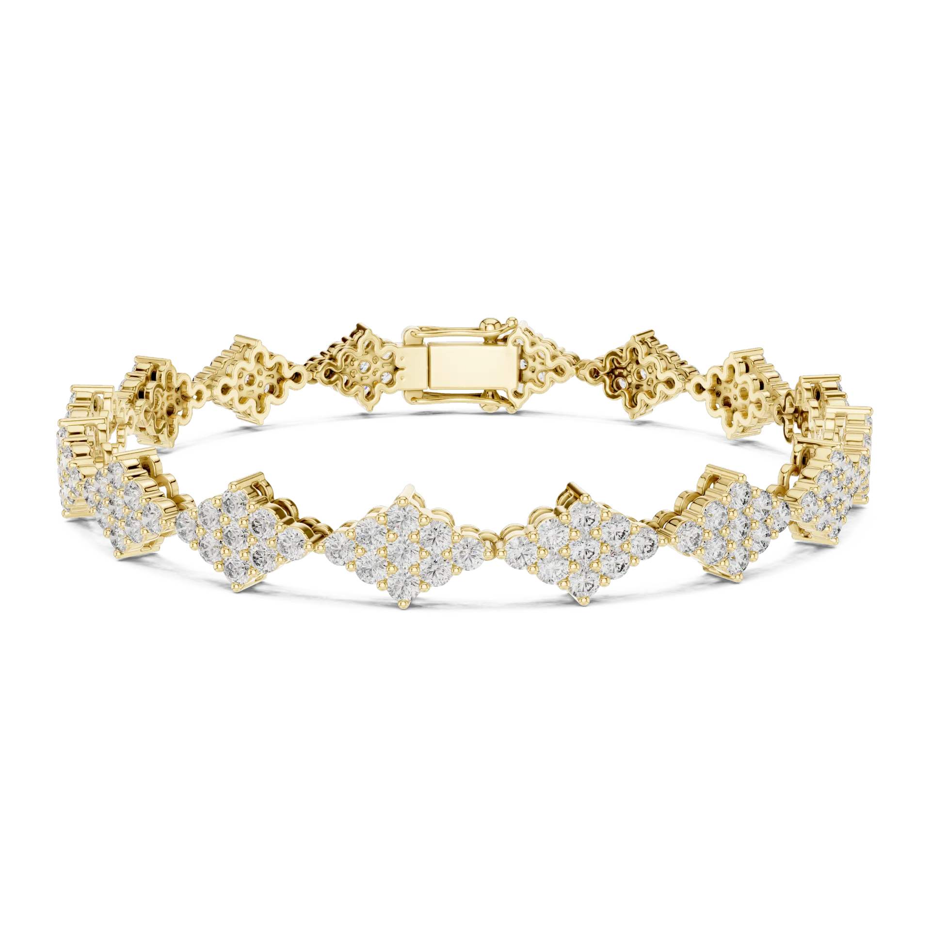 Geometric Cluster Collet Tennis Bracelet