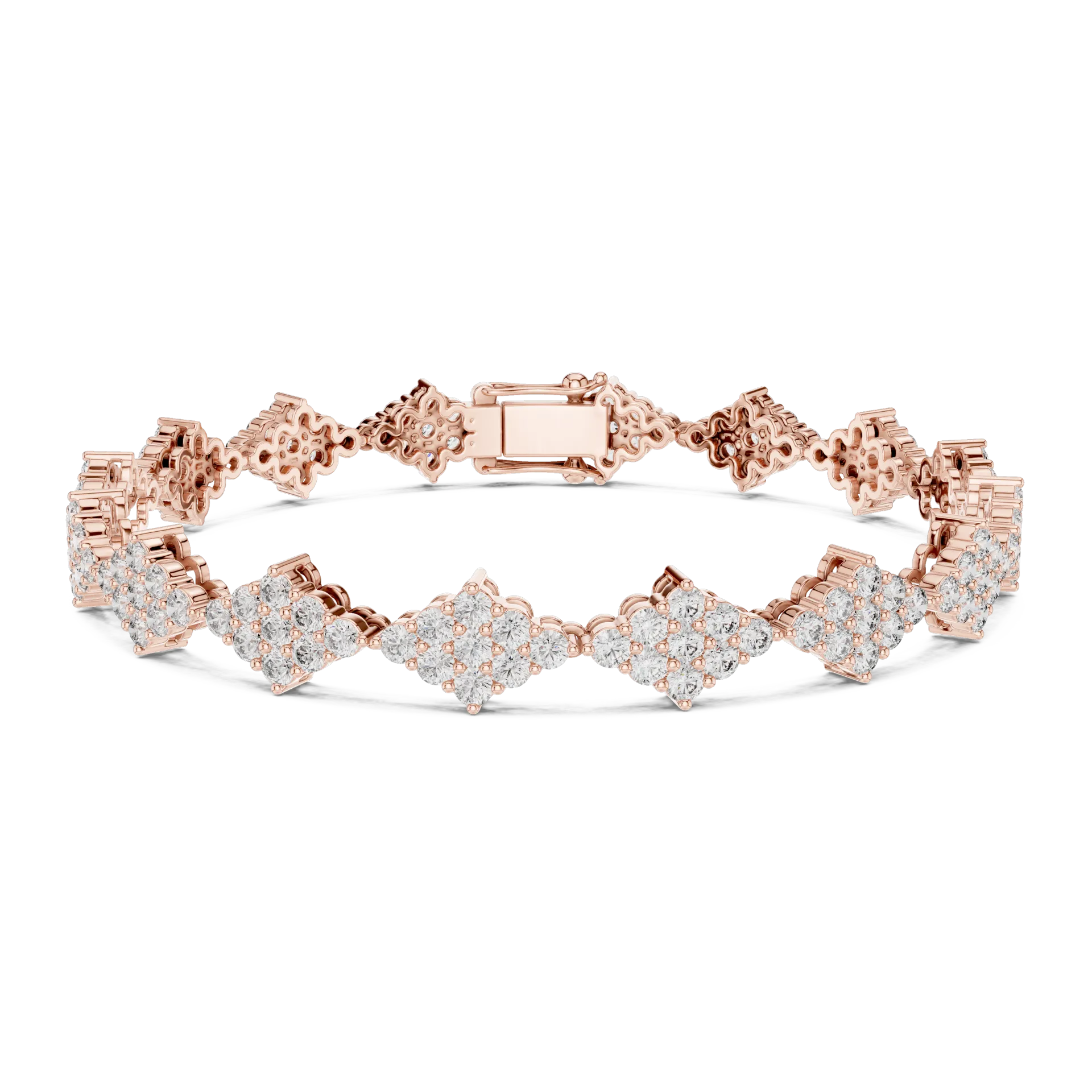 Geometric Cluster Collet Tennis Bracelet