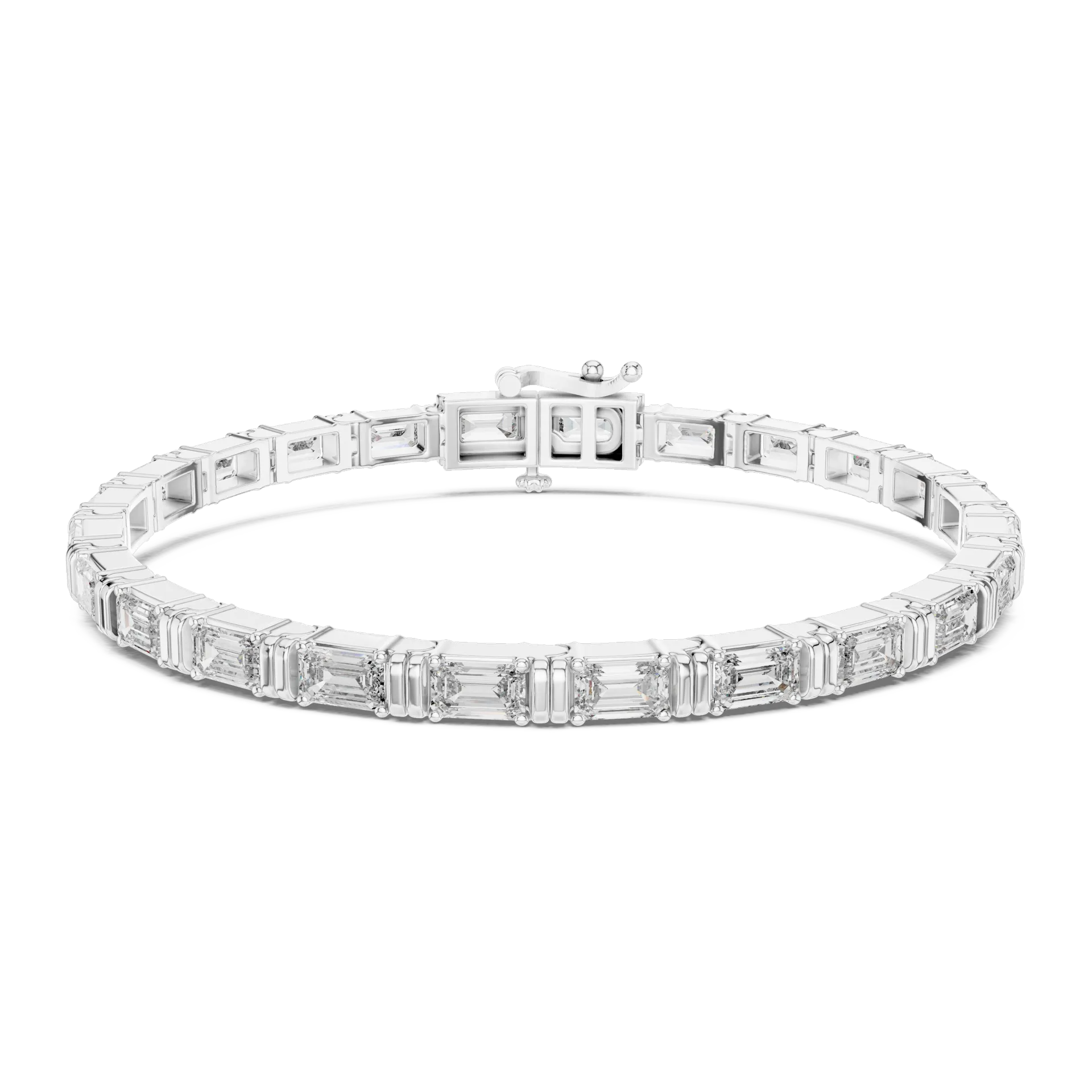 East West Emerald Diamond Bracelet