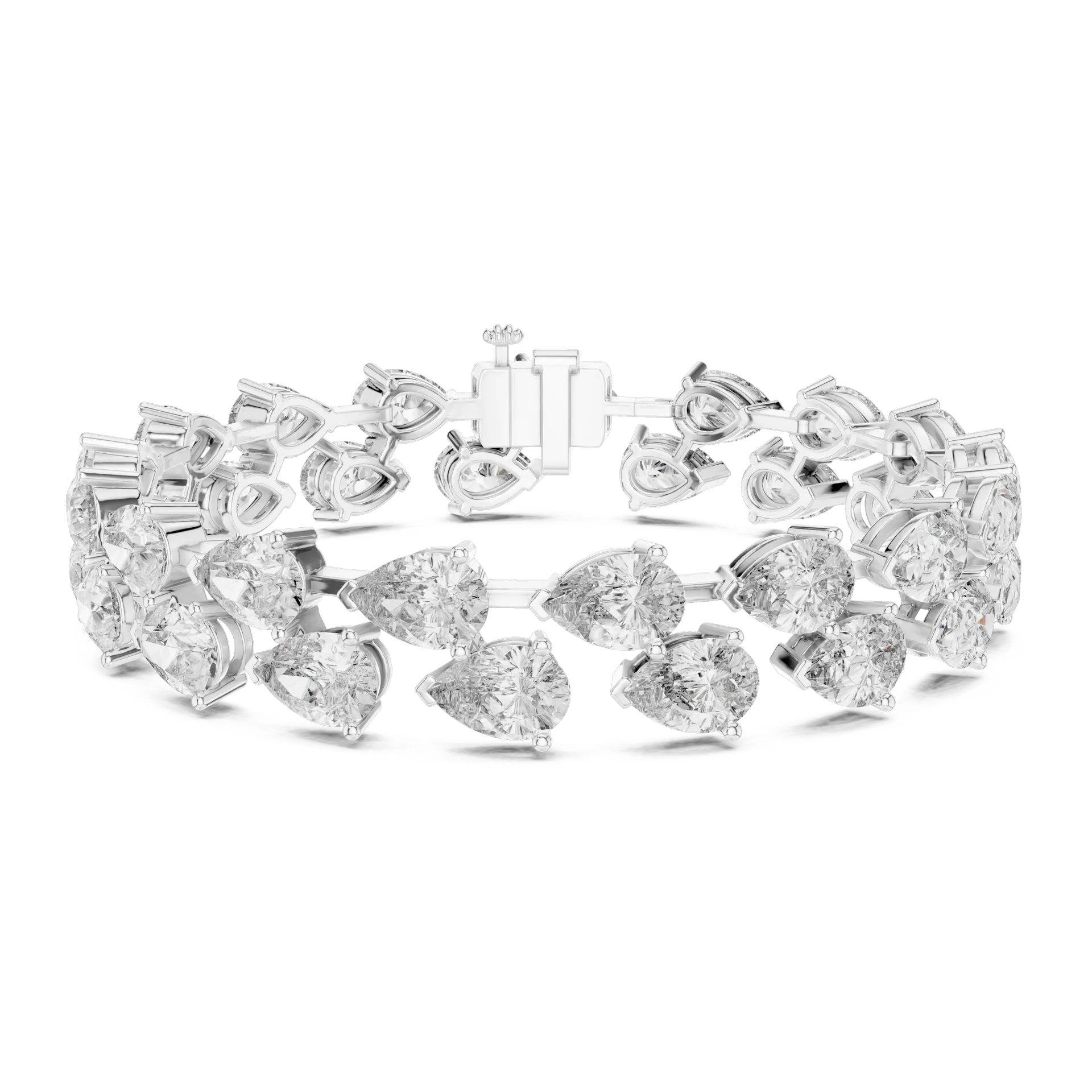 Diagonal Pear Bypass Diamond Bracelet