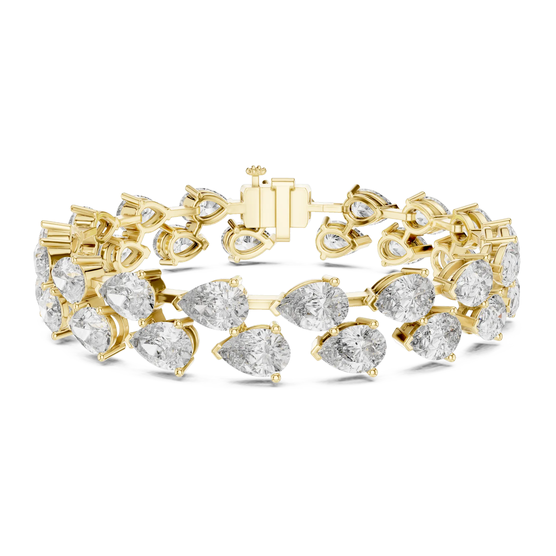 Diagonal Pear Bypass Diamond Bracelet