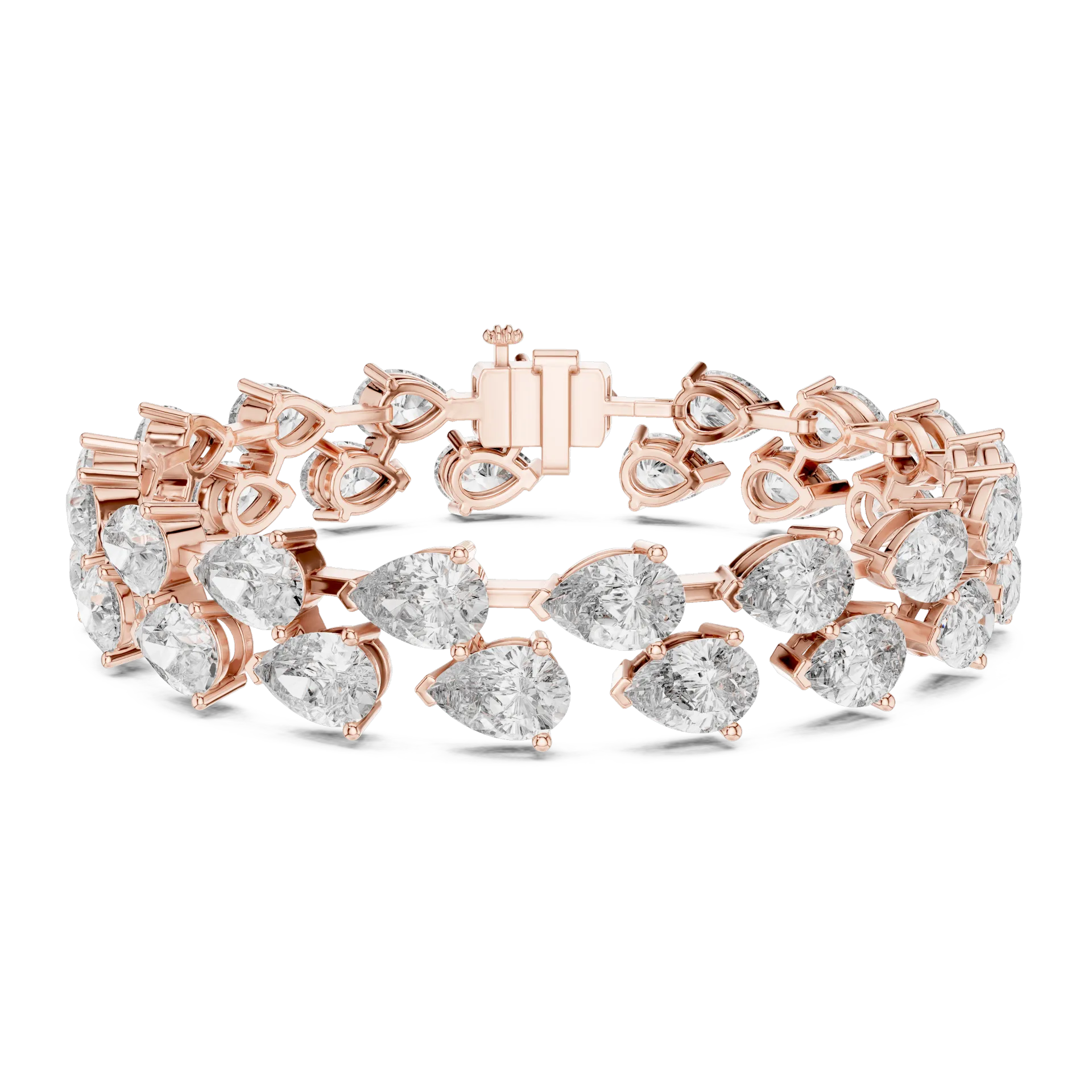 Diagonal Pear Bypass Diamond Bracelet