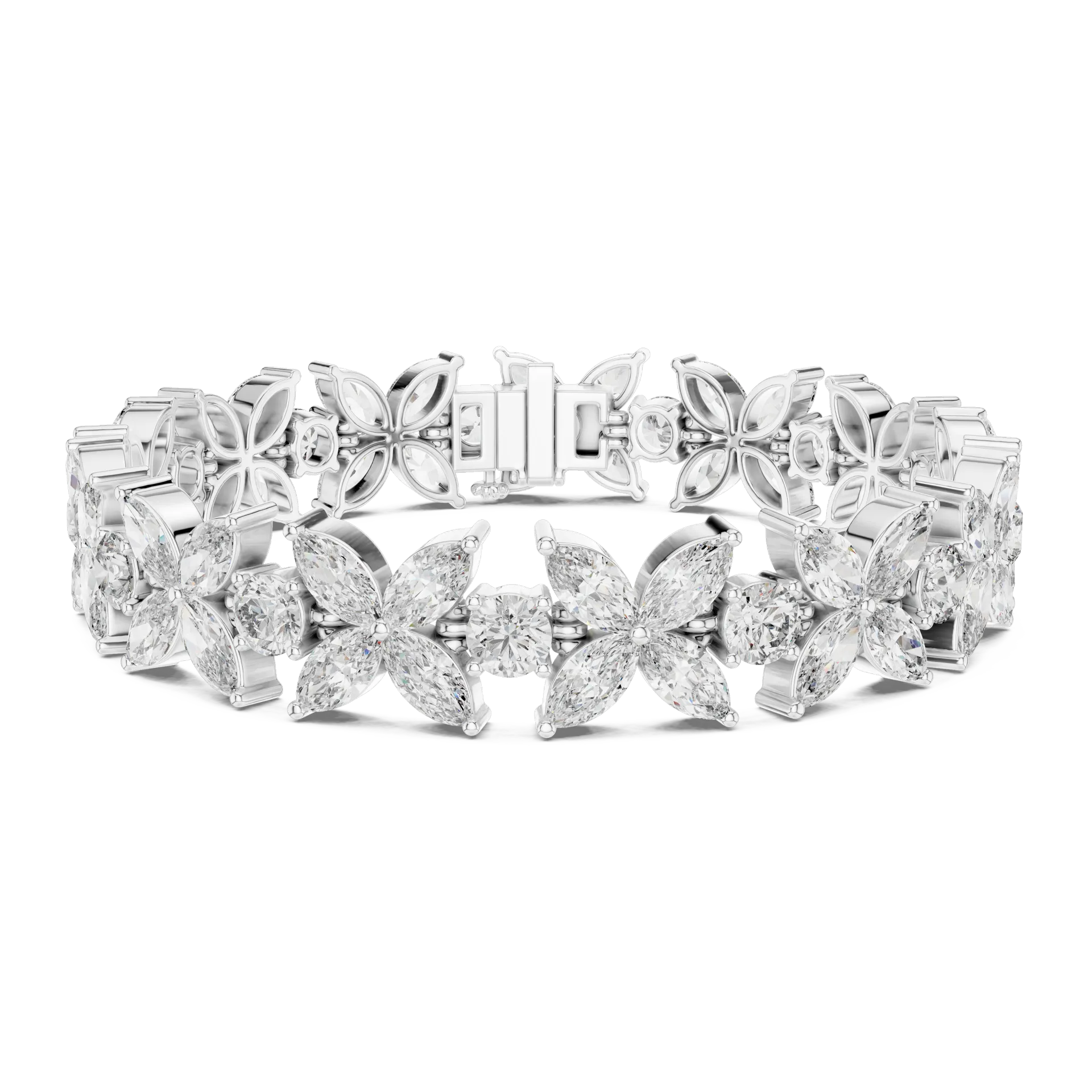 Marquise Floral Blossom Diamond Bracelet