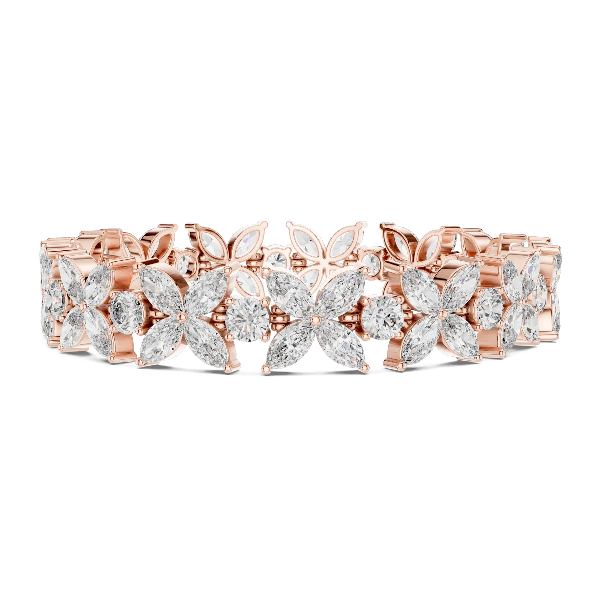Marquise Floral Blossom Diamond Bracelet