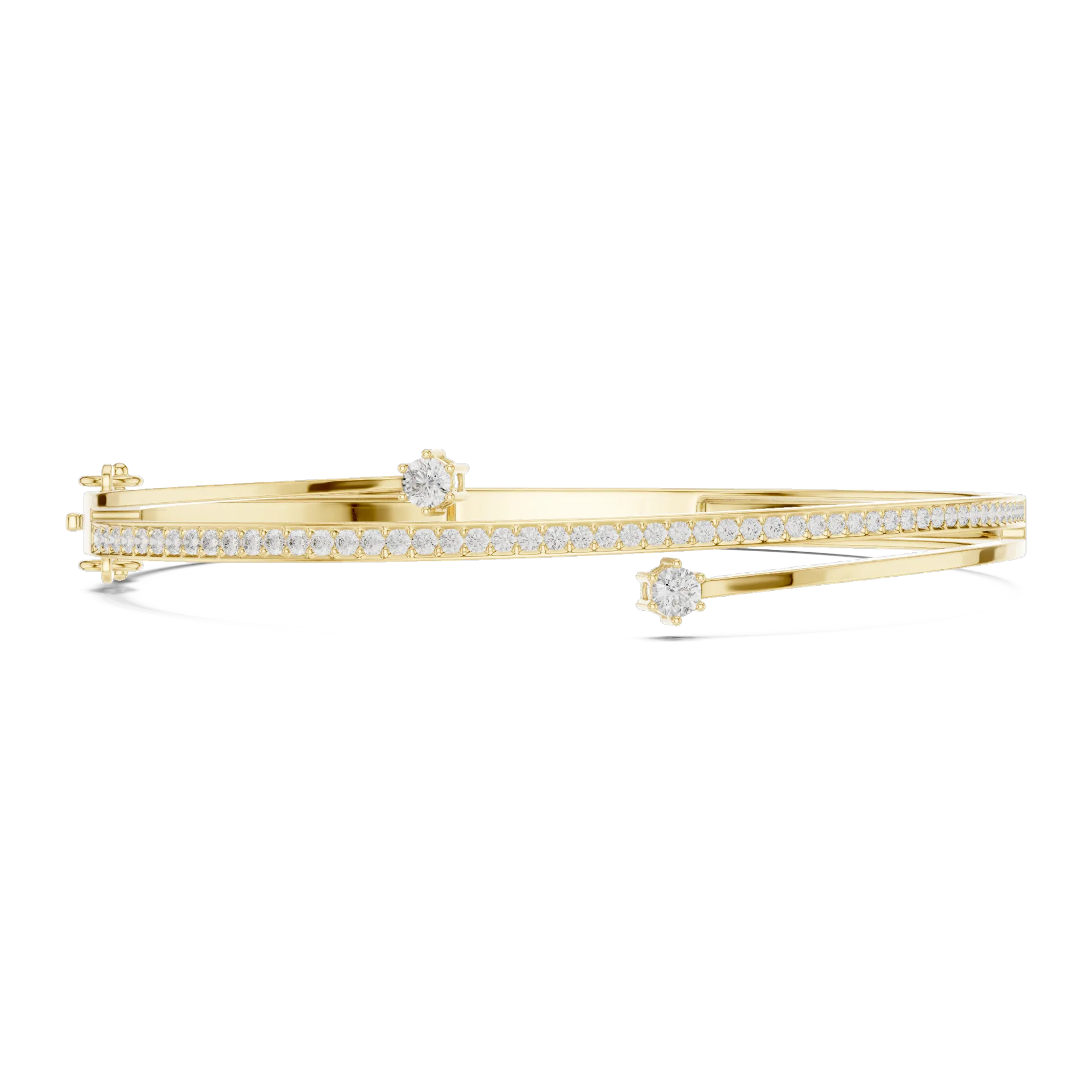 Bypass Split Band Diamond Bangle