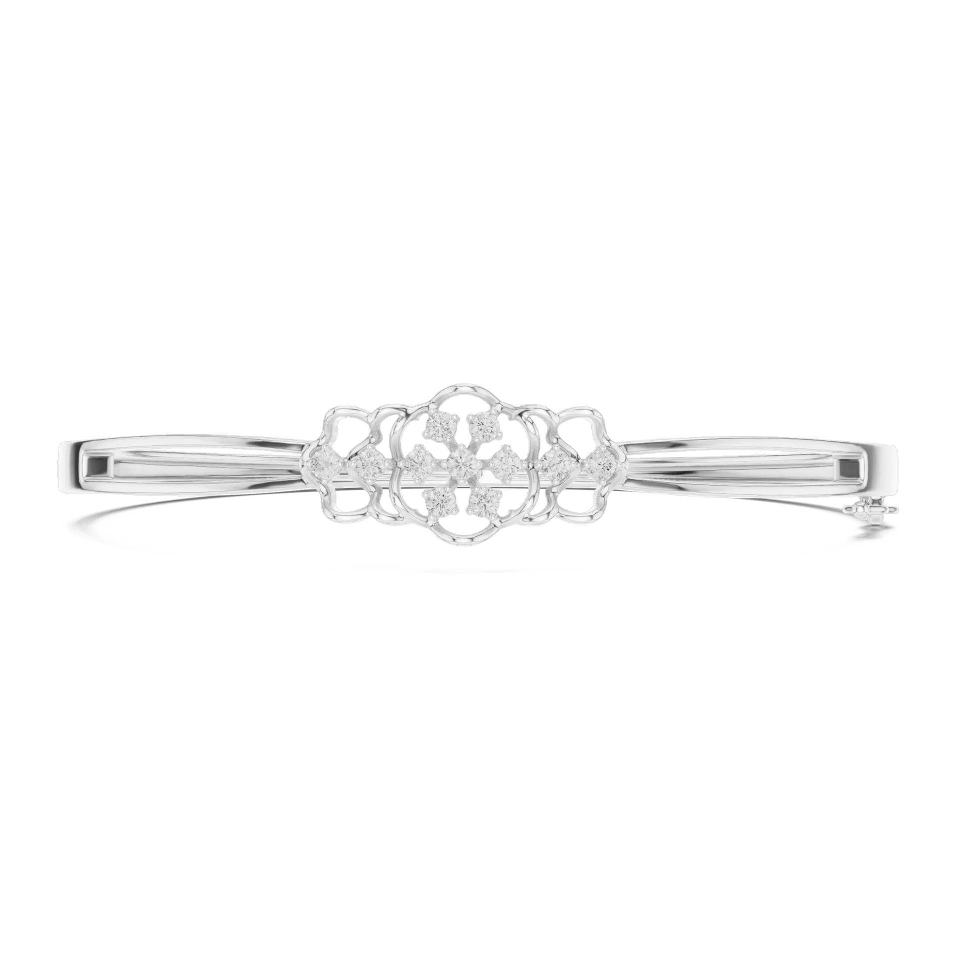 Floral Rosette Cluster Diamond Bangle