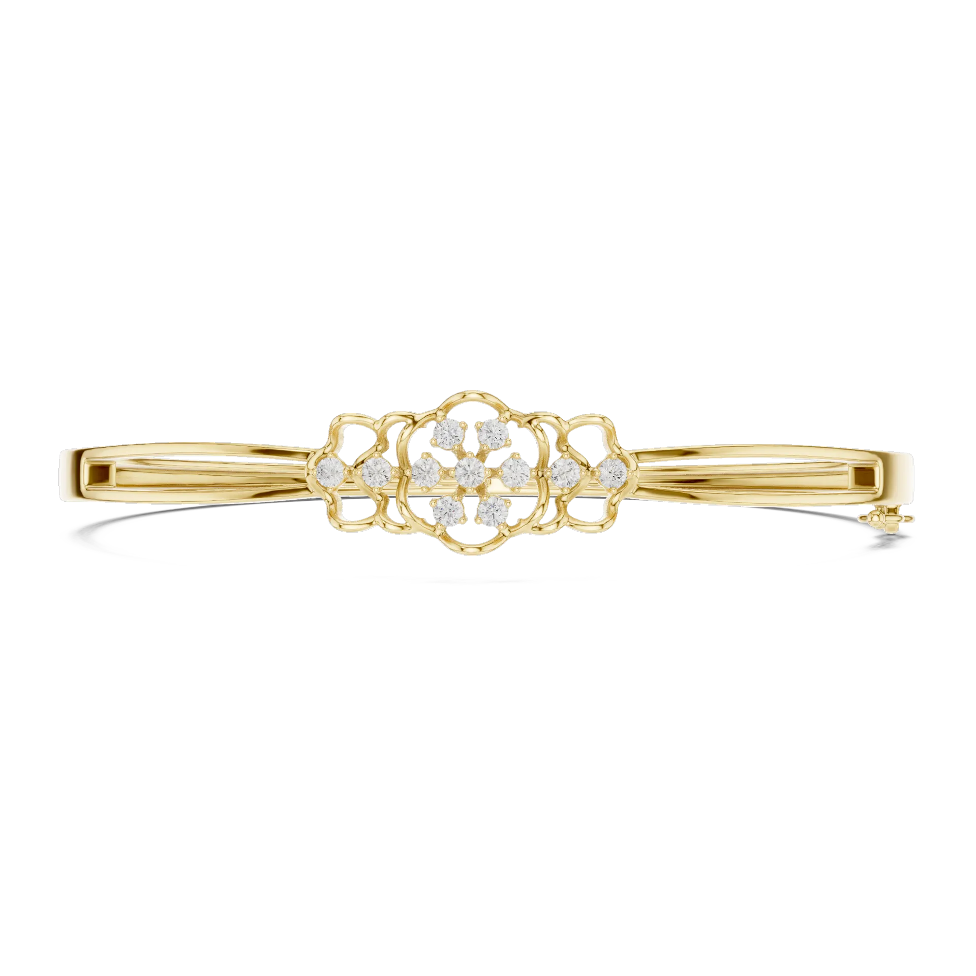 Floral Rosette Cluster Diamond Bangle