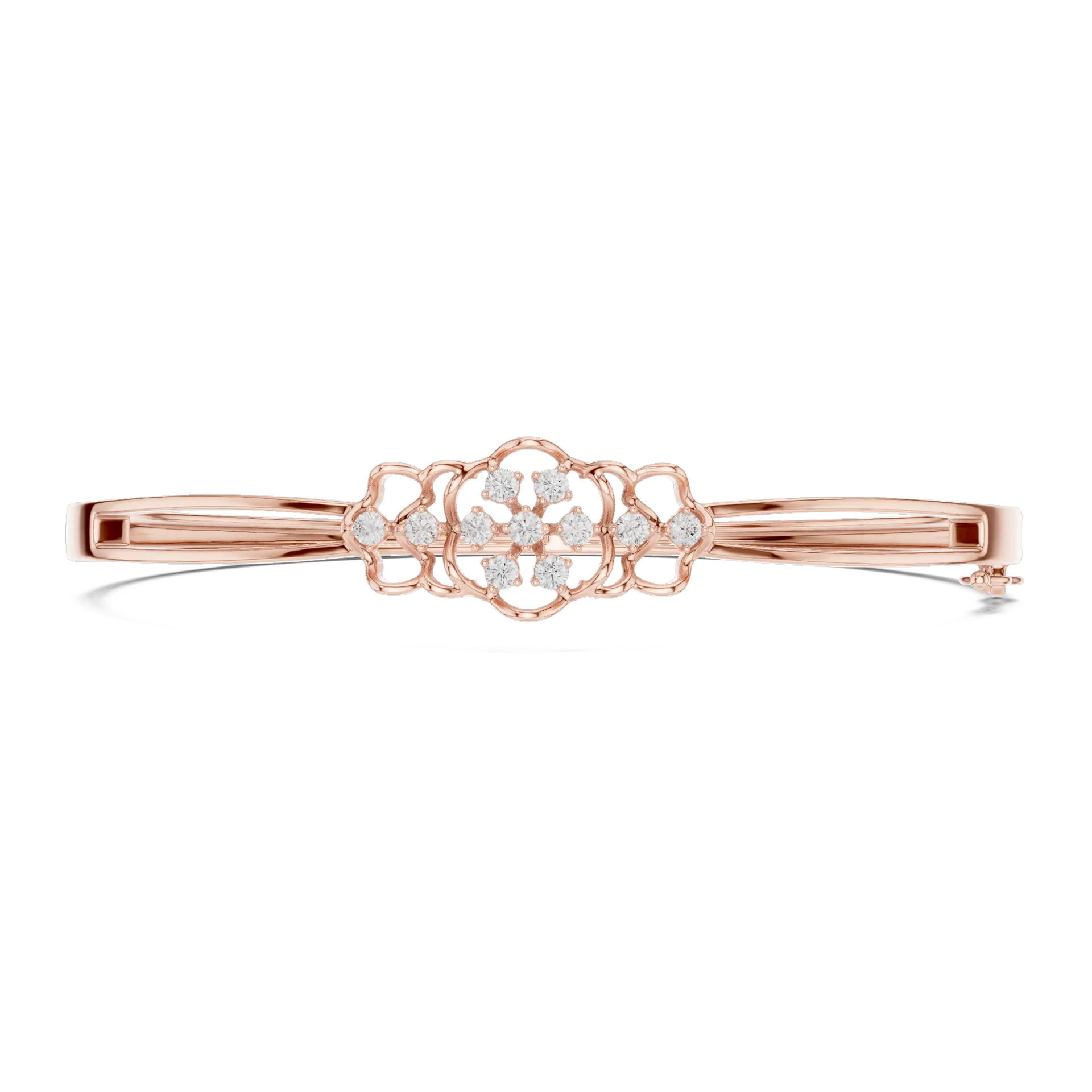 Floral Rosette Cluster Diamond Bangle