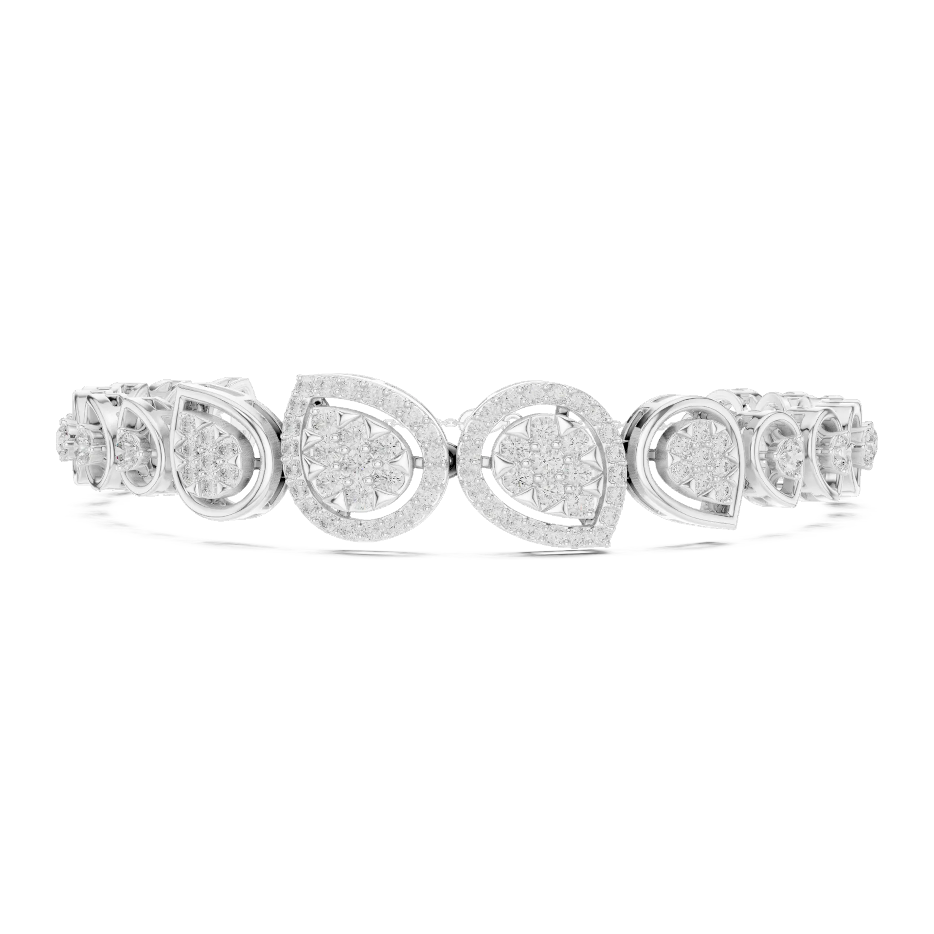 Graduated Teardrop Cluster Diamond Bracelet