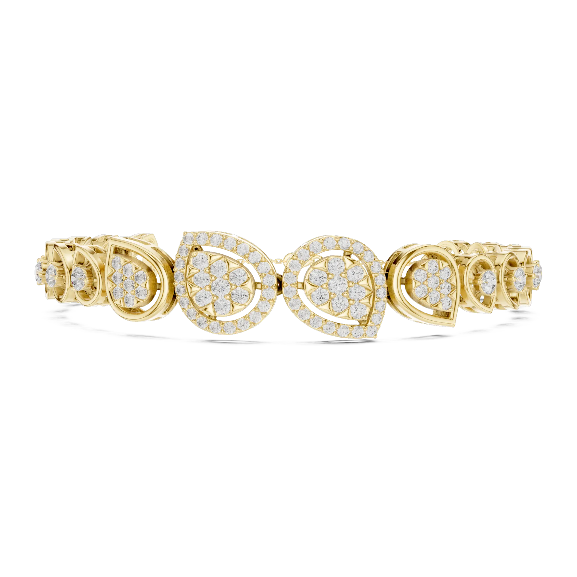 Graduated Teardrop Cluster Diamond Bracelet