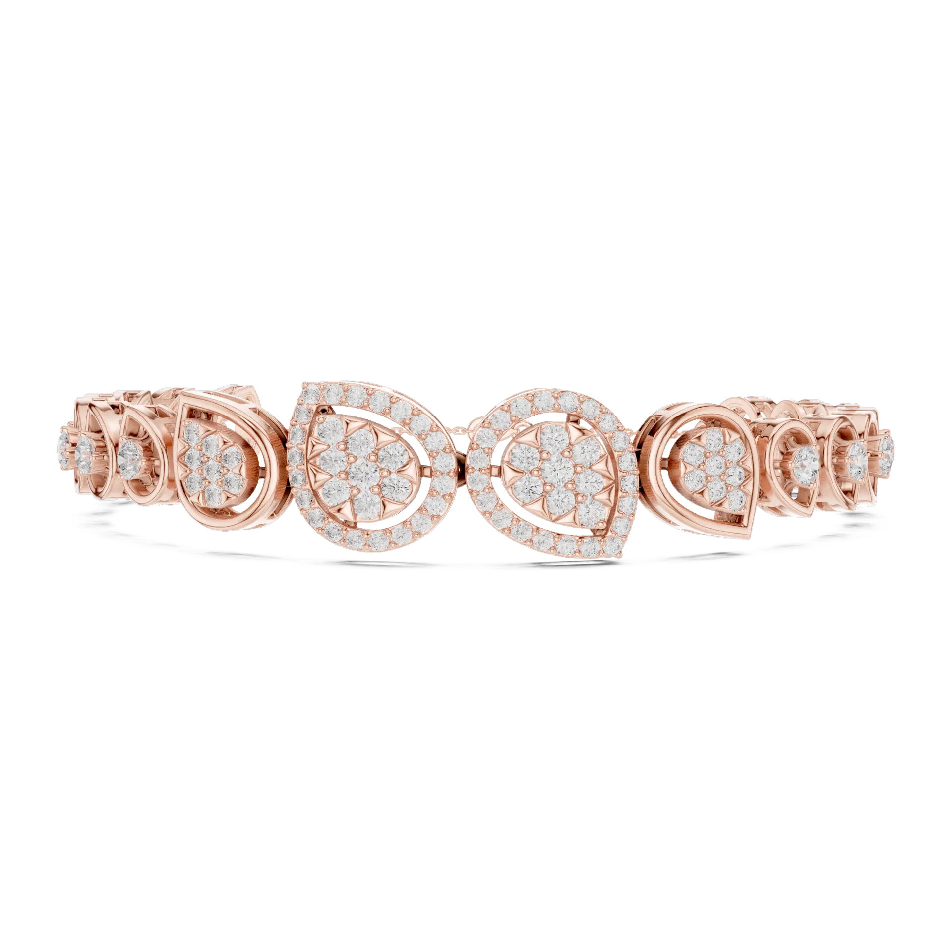 Graduated Teardrop Cluster Diamond Bracelet