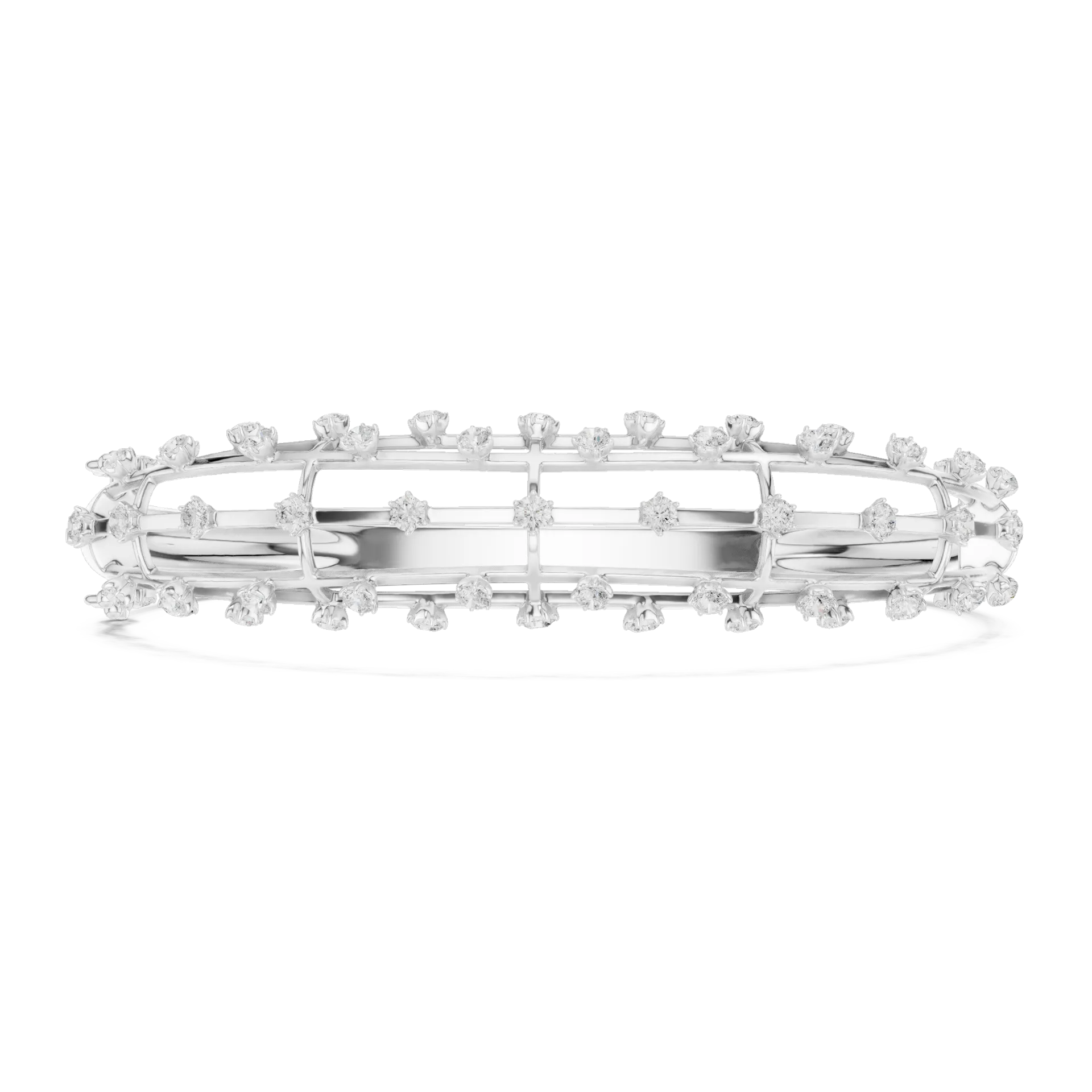 Triple Cage Openwork Diamond Bangle