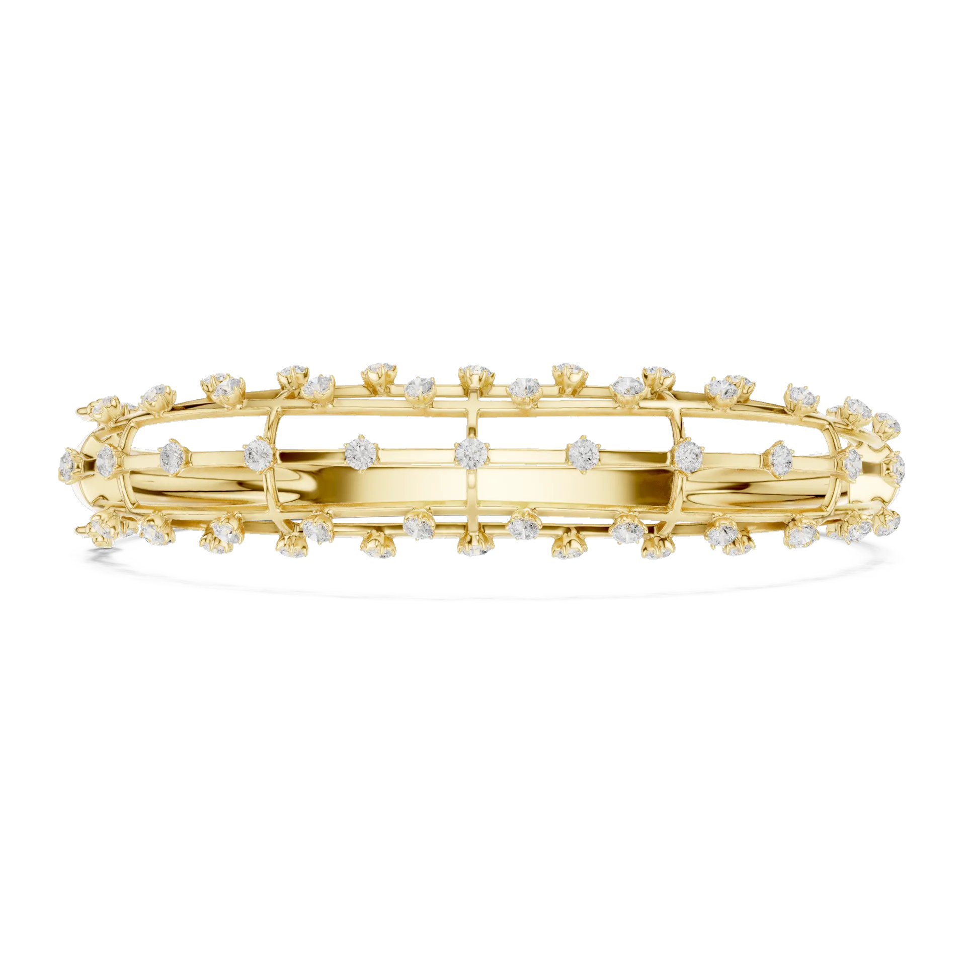Triple Cage Openwork Diamond Bangle