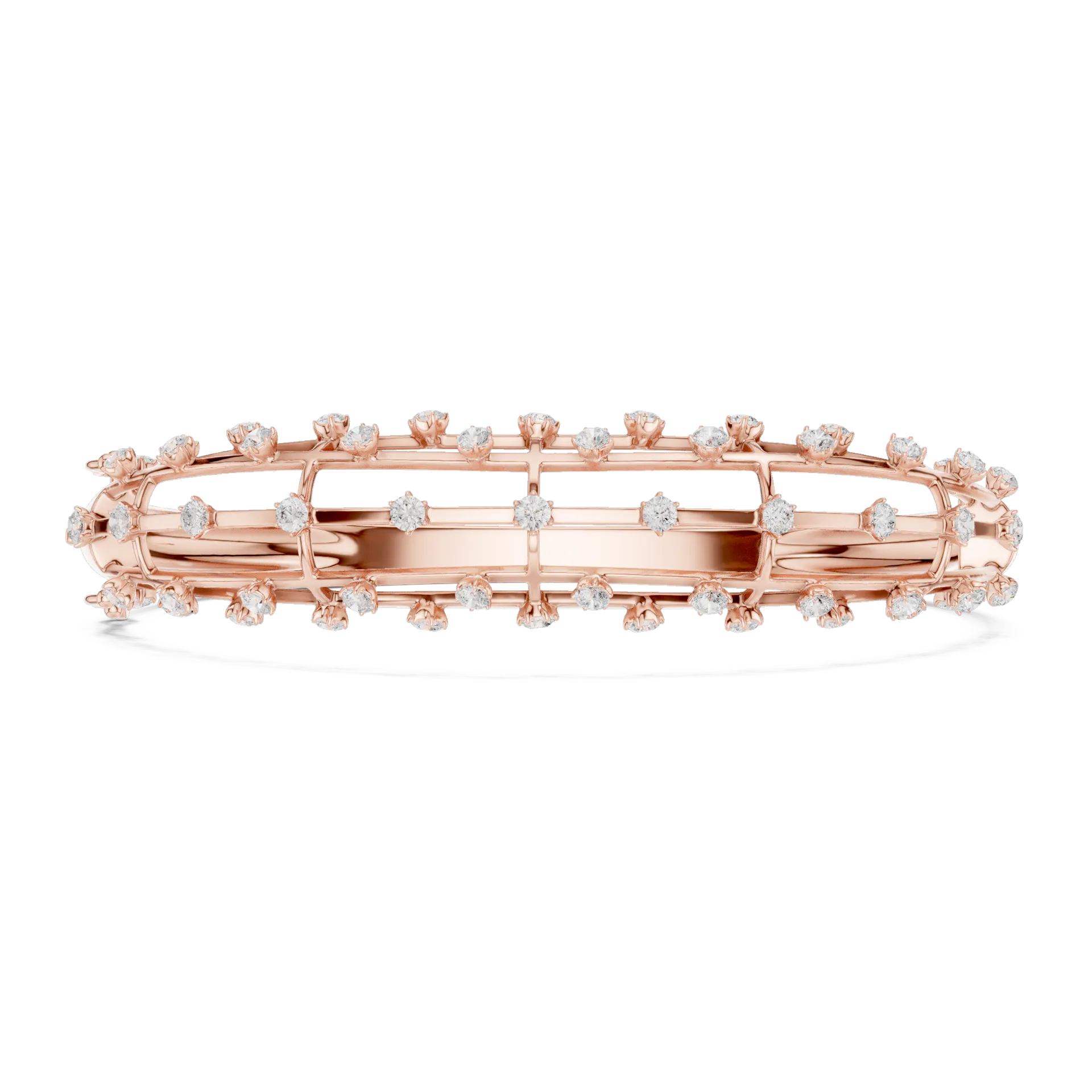 Triple Cage Openwork Diamond Bangle