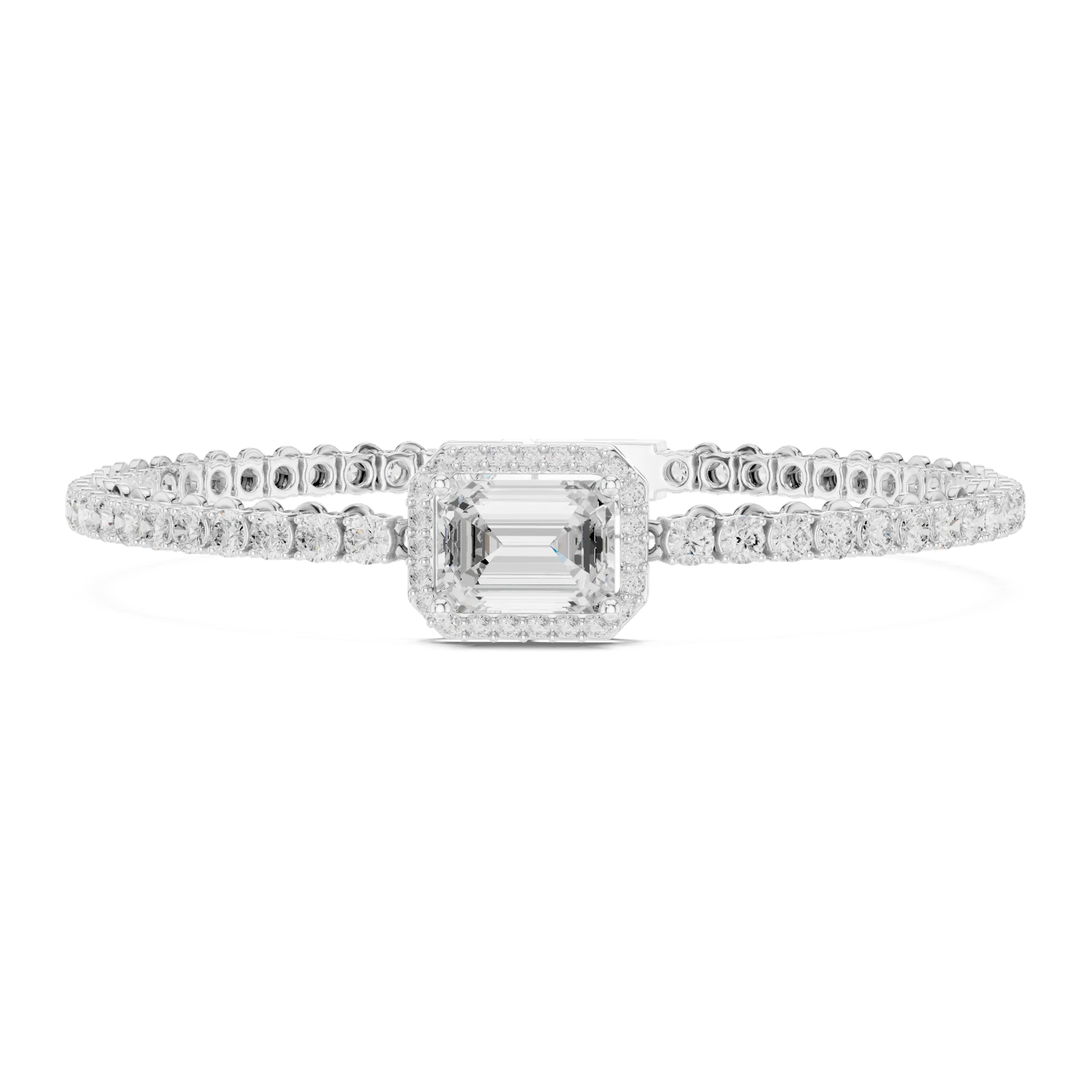Emerald Solitaire Halo Tennis Bracelet