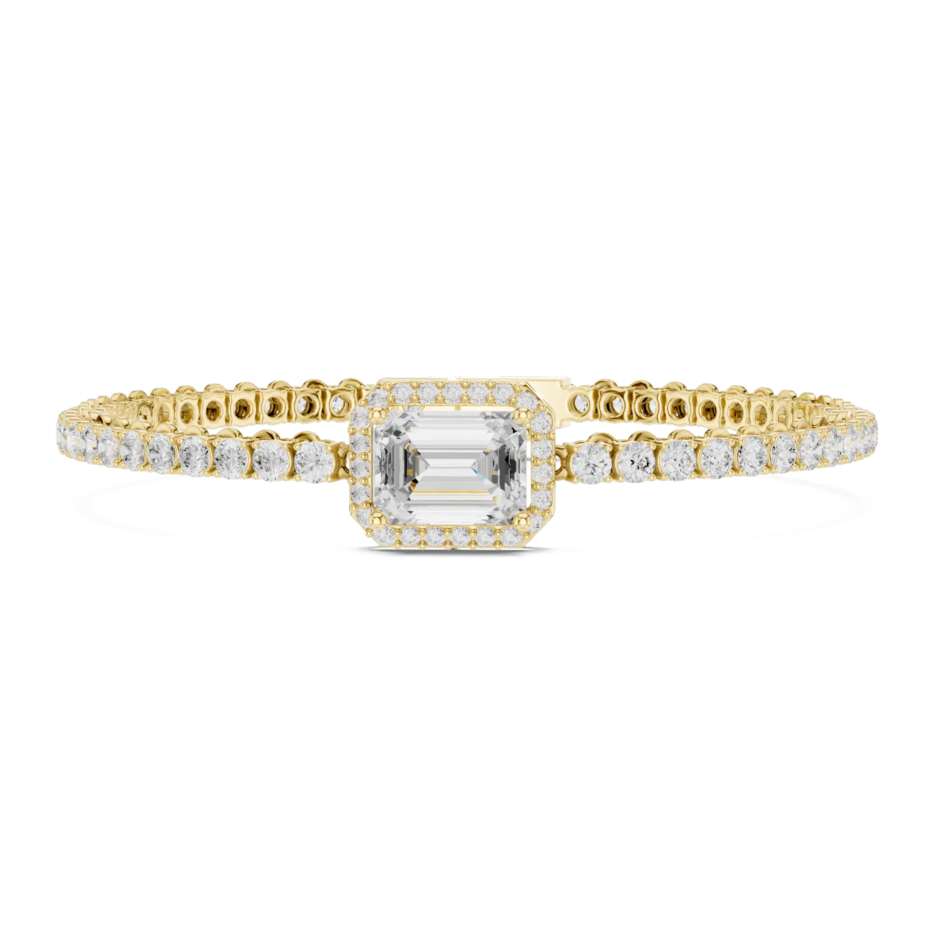 Emerald Solitaire Halo Tennis Bracelet