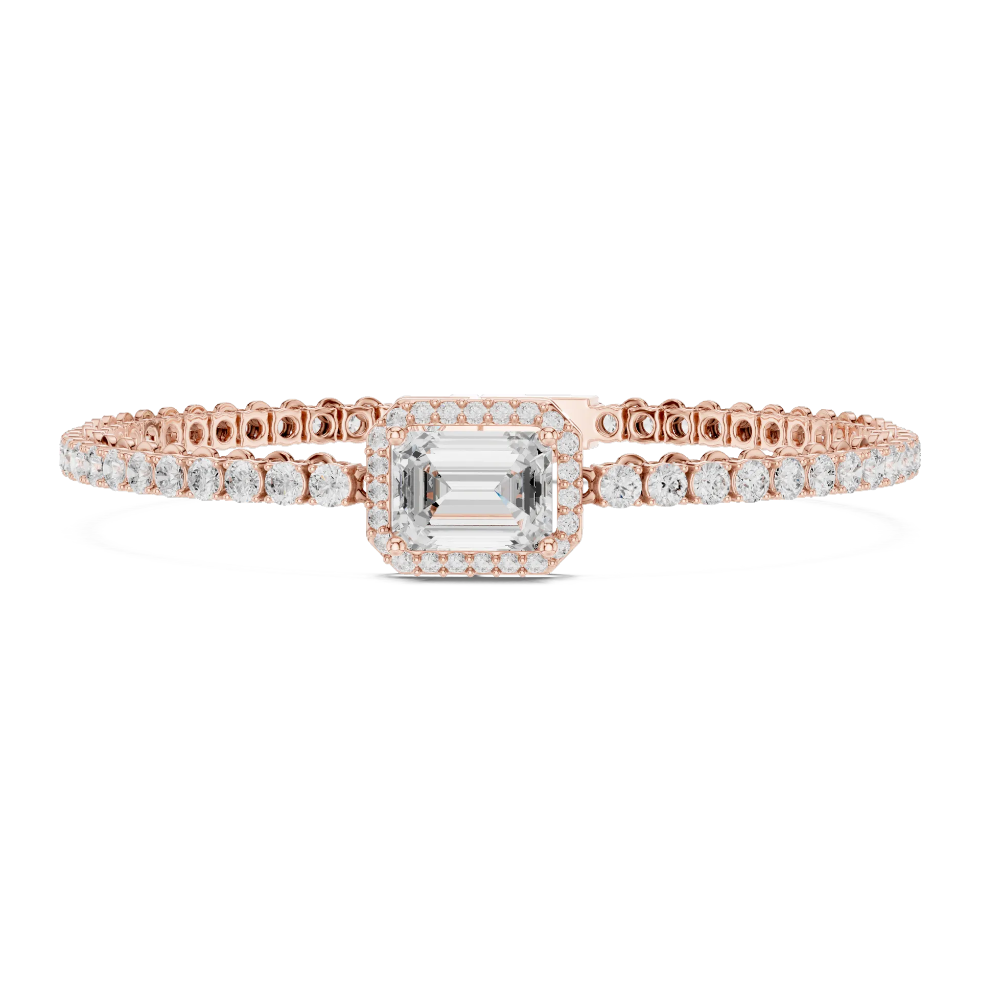 Emerald Solitaire Halo Tennis Bracelet