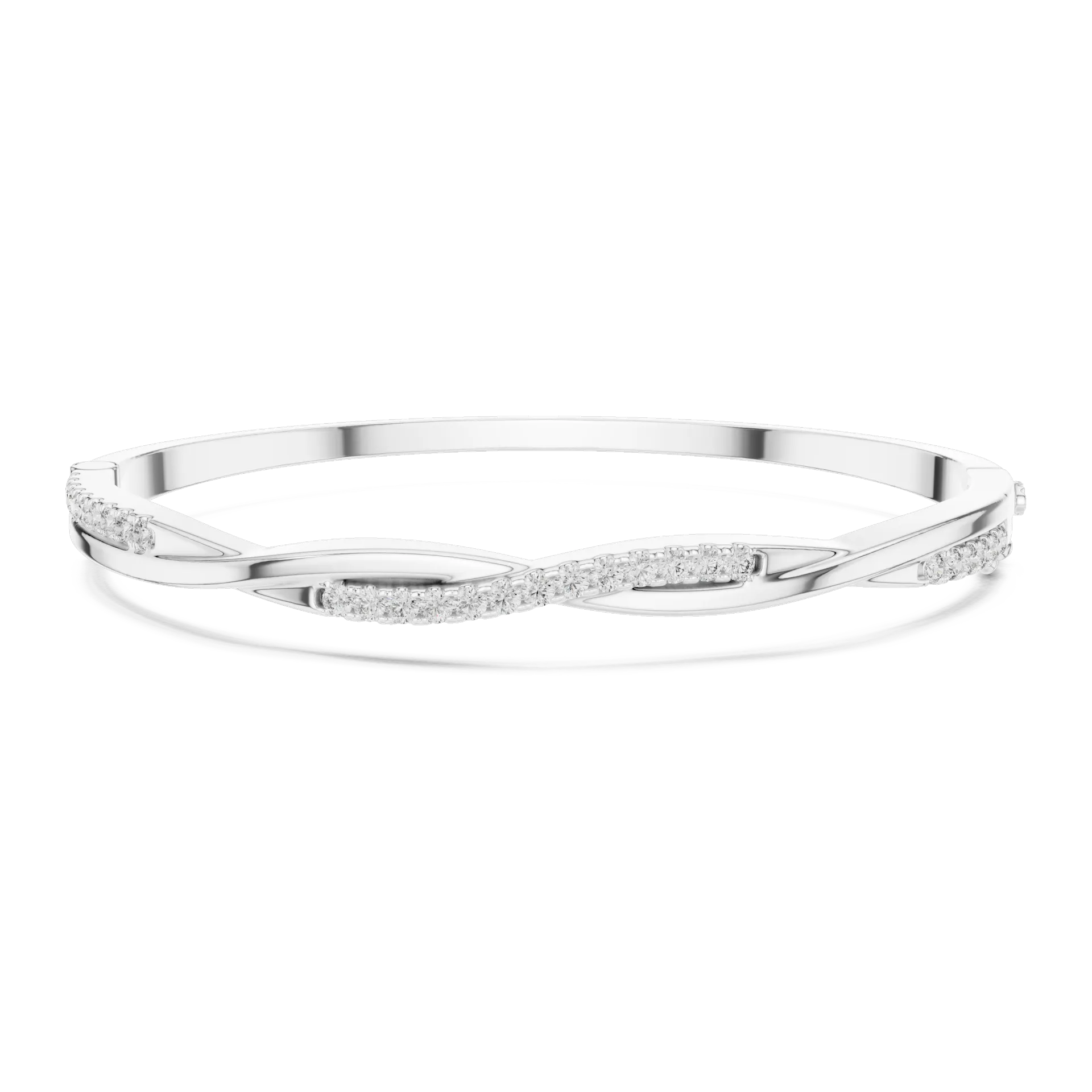 Twisted Bypass Pavé Diamond Bangle