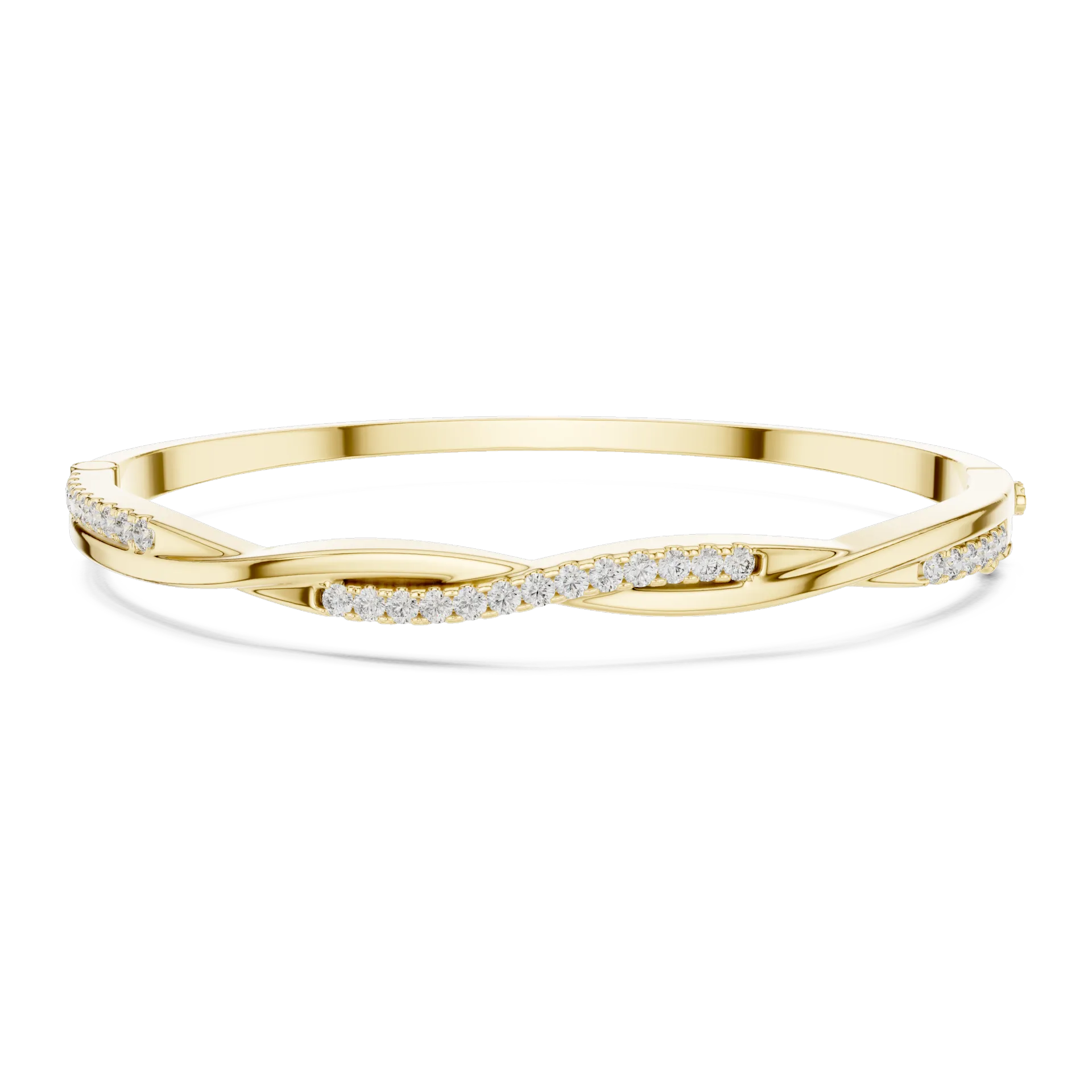Twisted Bypass Pavé Diamond Bangle