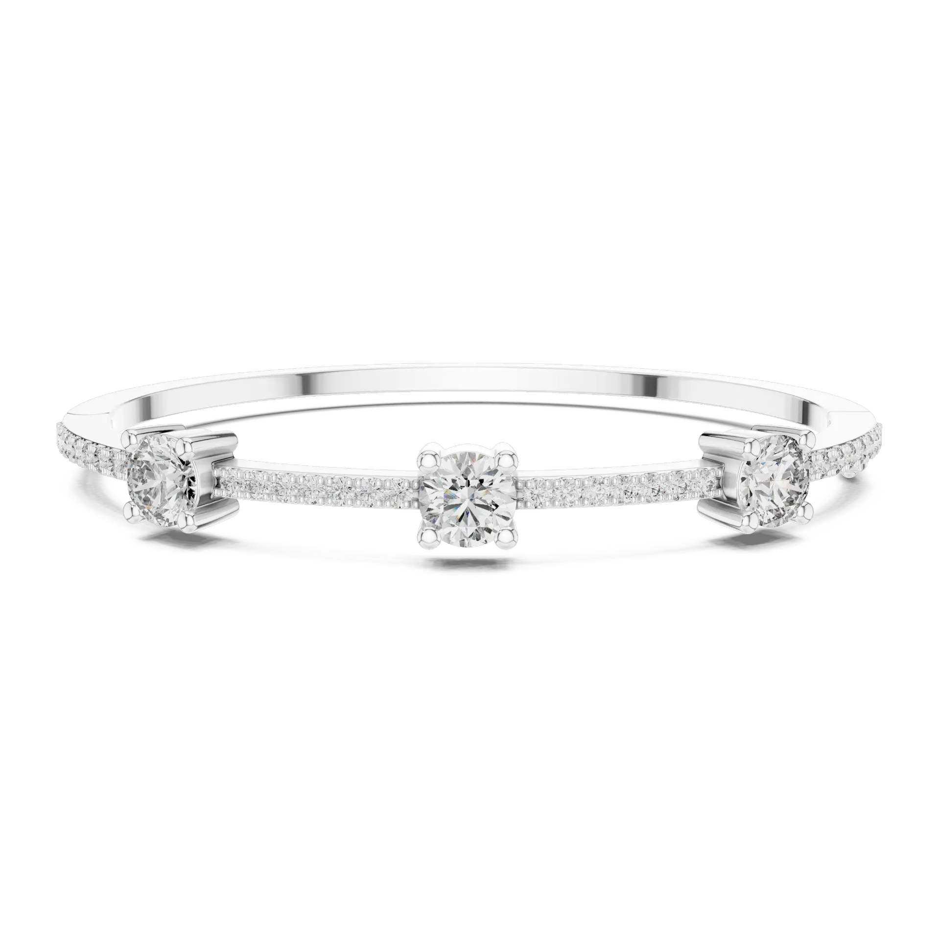 Three Stone Solitaire Diamond Bangle