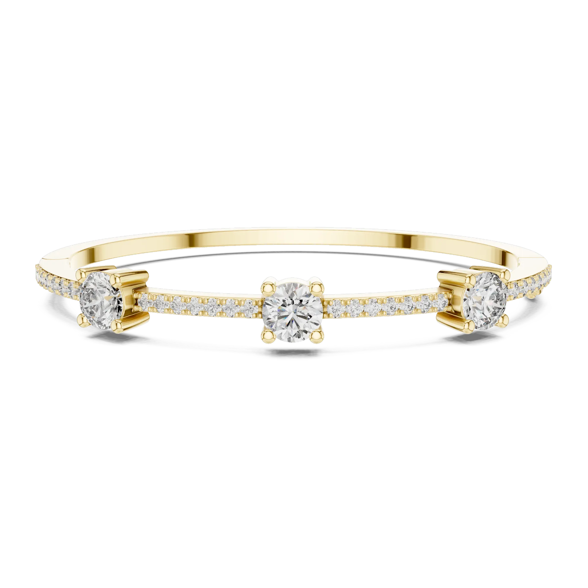 Three Stone Solitaire Diamond Bangle
