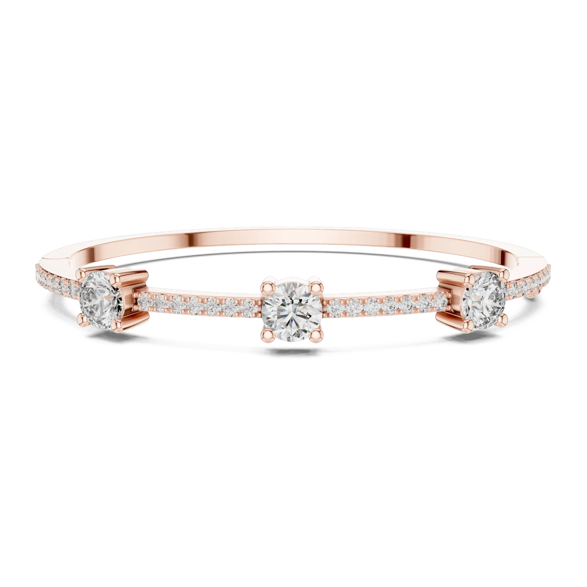 Three Stone Solitaire Diamond Bangle