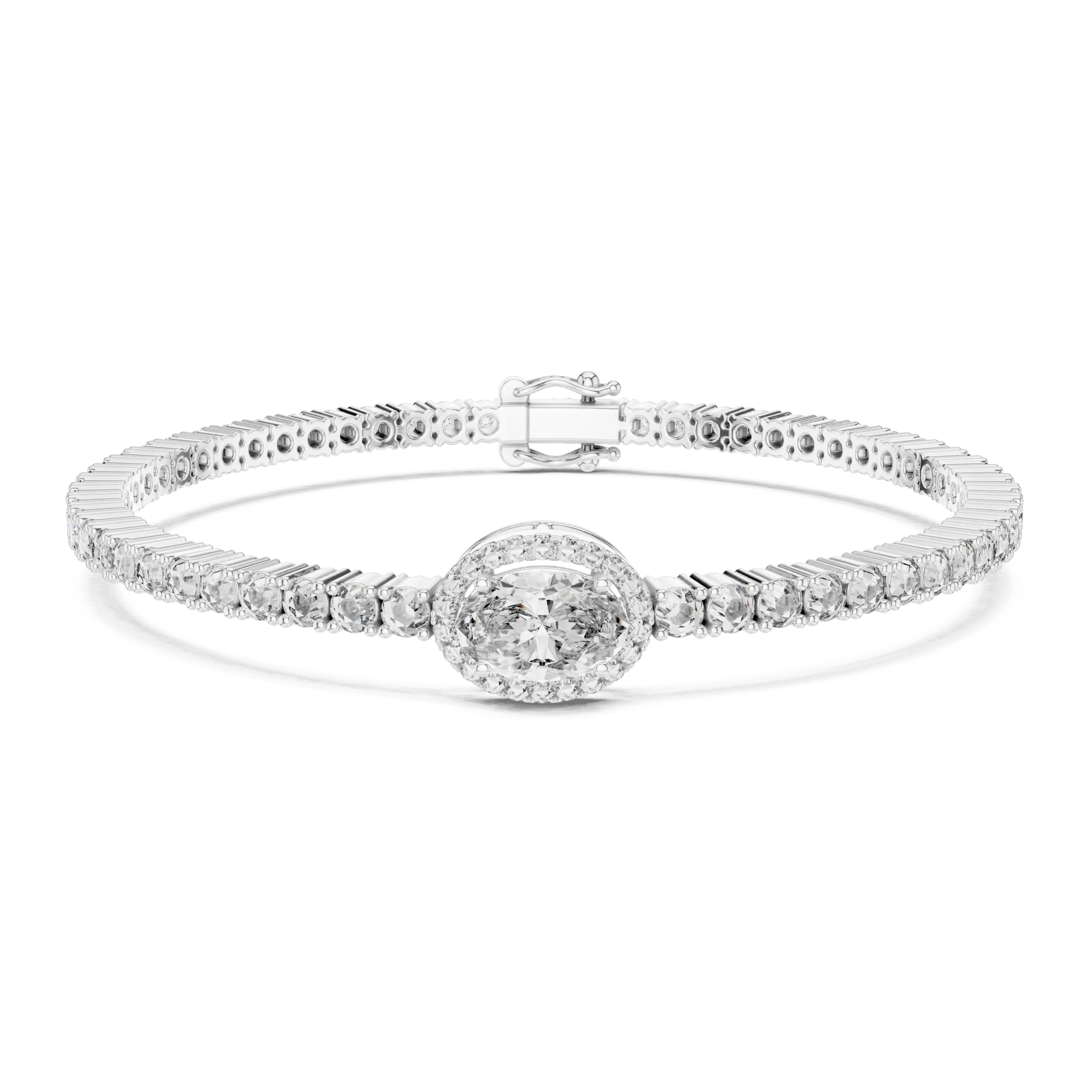 Center Halo Station Tennis Bracelet