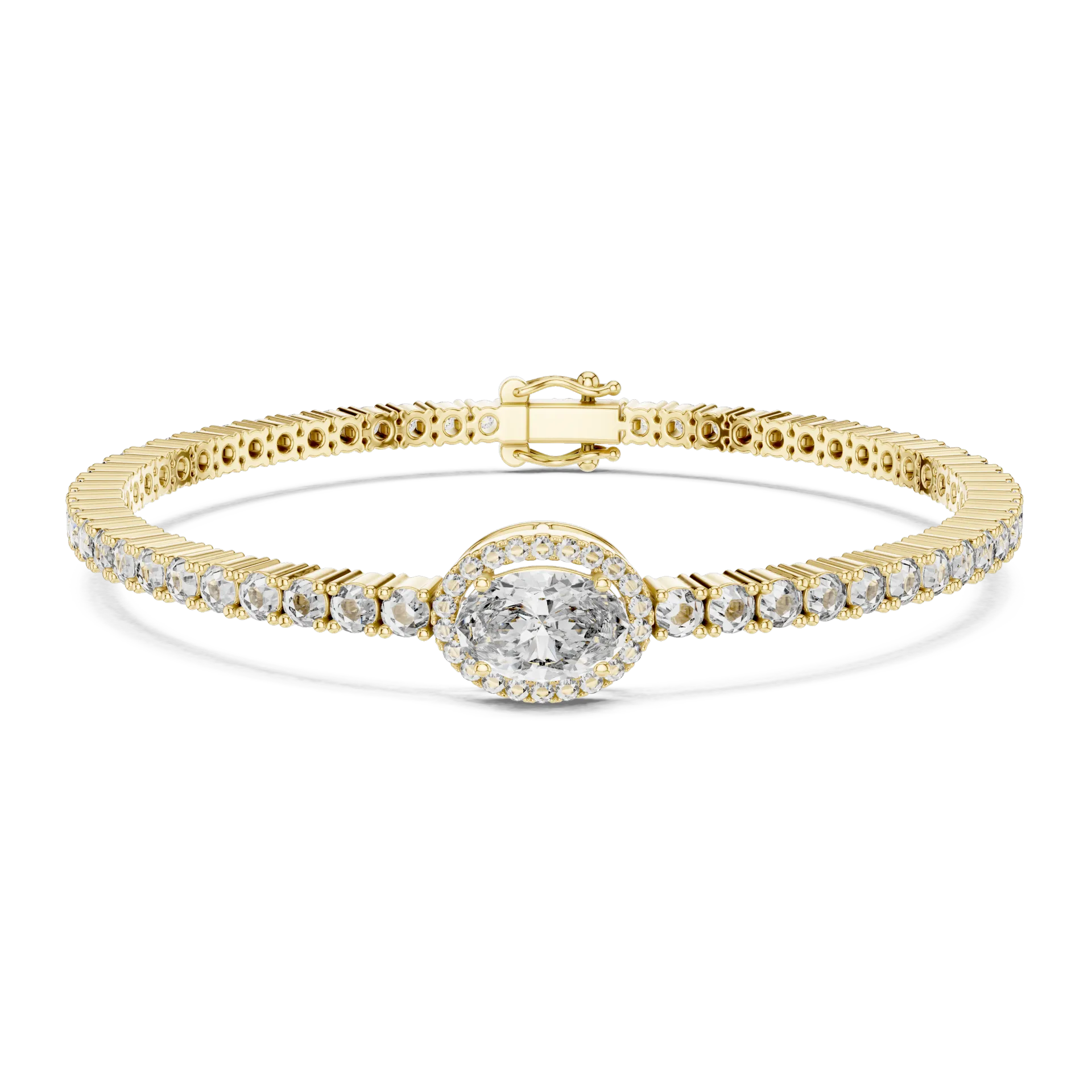 Center Halo Station Tennis Bracelet