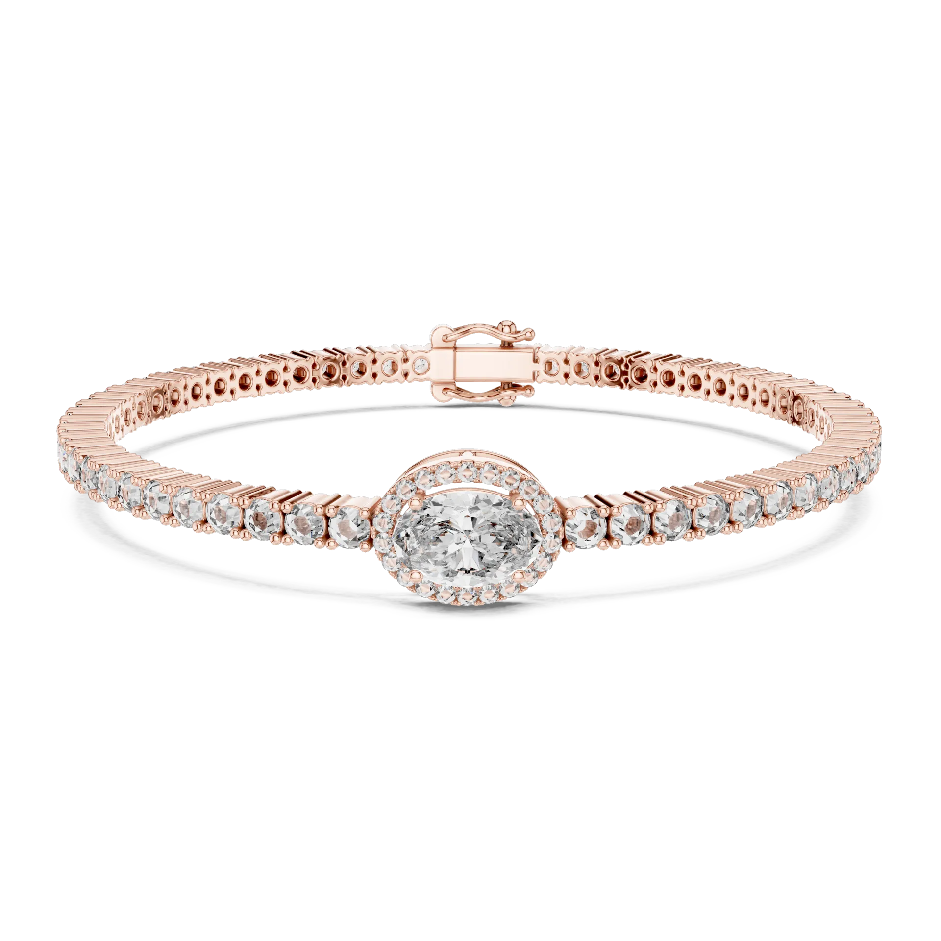 Center Halo Station Tennis Bracelet