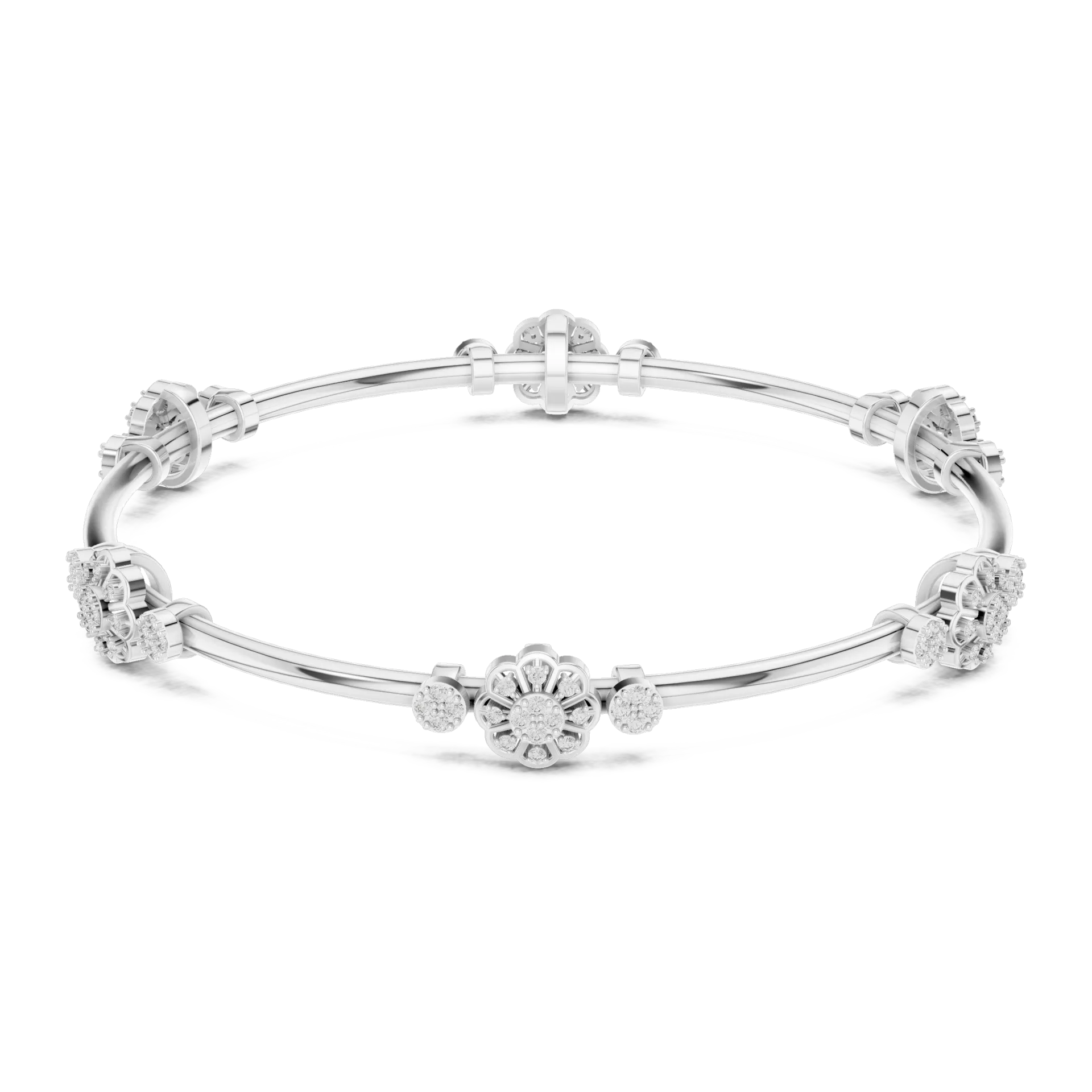 Floral Cluster Station Diamond Bangle