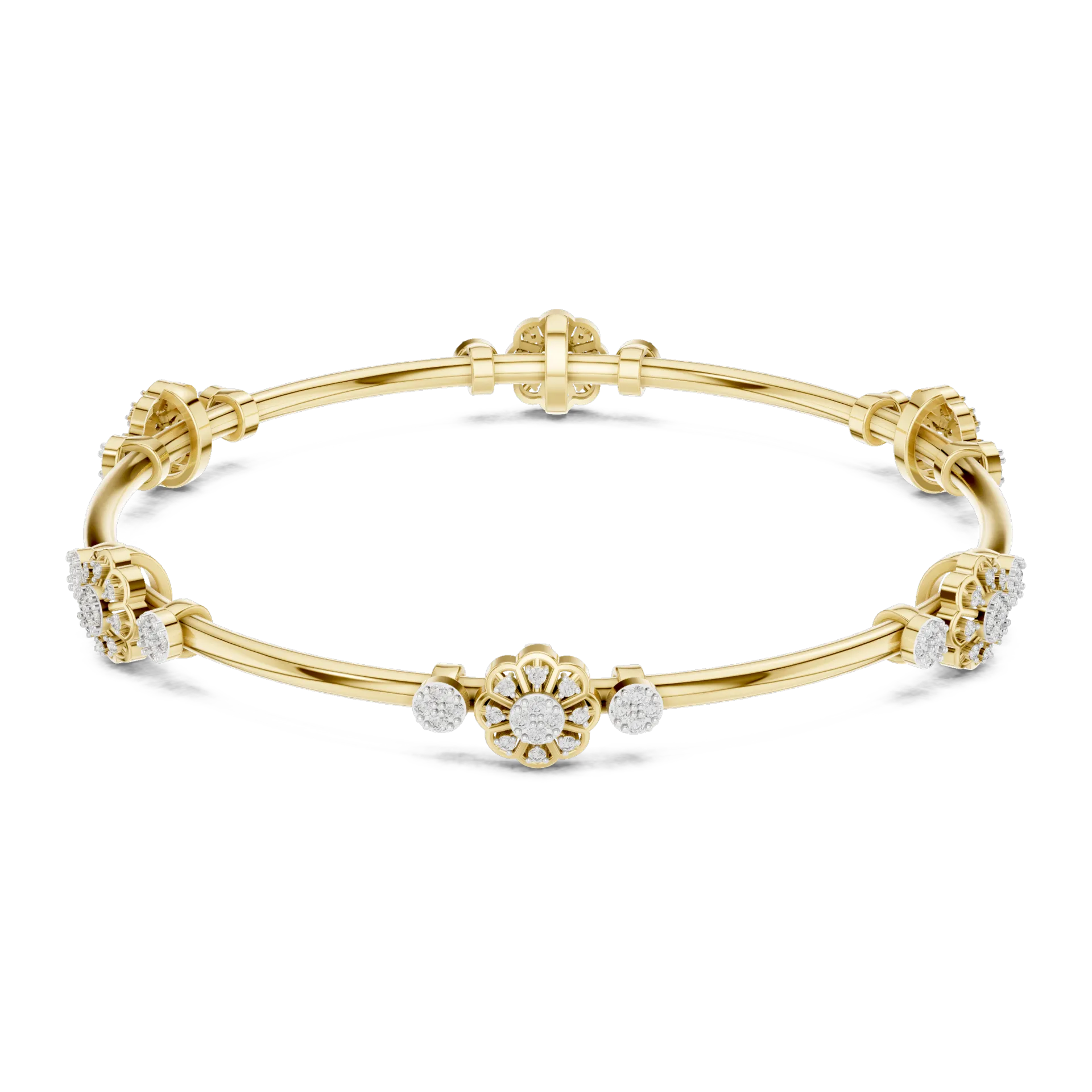 Floral Cluster Station Diamond Bangle